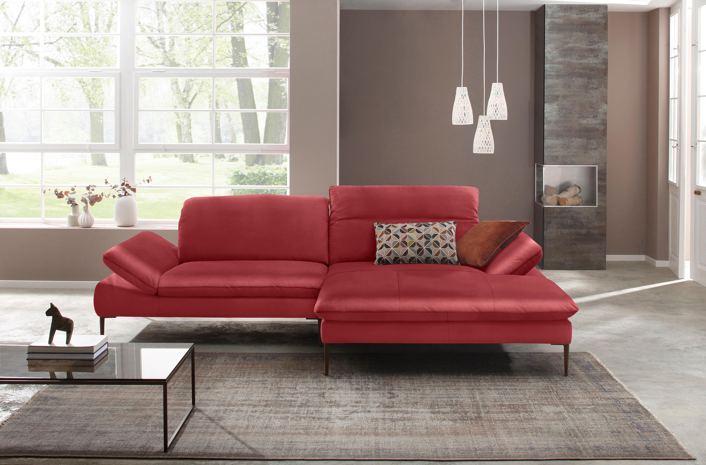 W.SCHILLIG Ecksofa »enjoy&MORE, Designsofa, elegant und bequem, L-Form«, Sitztiefenverstellung, Füße bronze pulverbeschichtet, Breite 294 cm