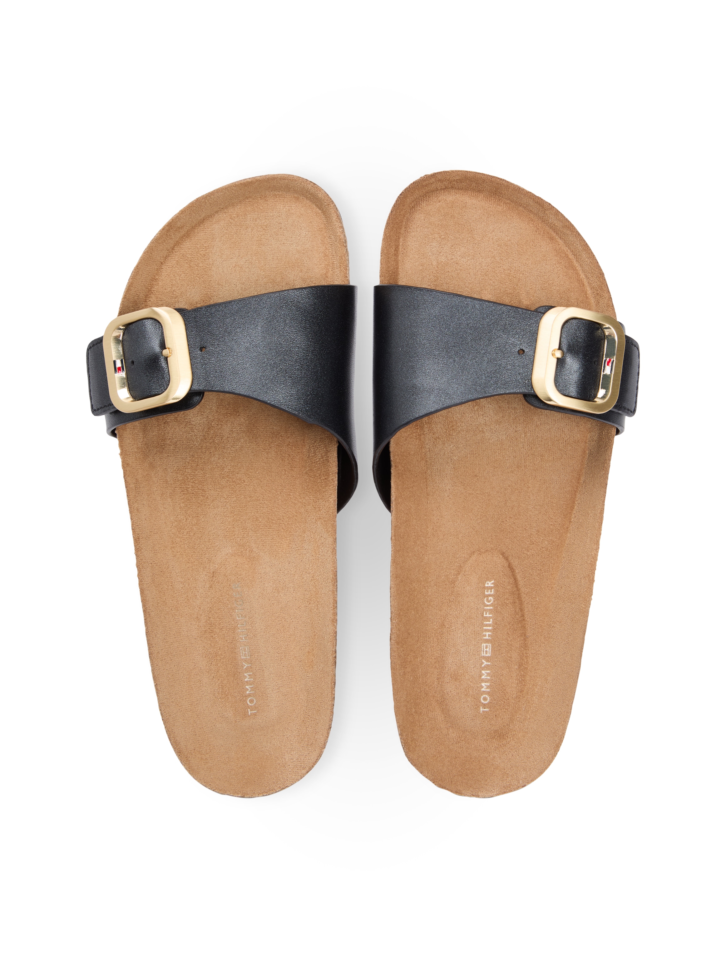 Tommy Hilfiger Pantolette »TH CLASSIC CORK SANDAL PEARL LTH«  Strandschuh, Pool Slides, Flat mit Logoemblem