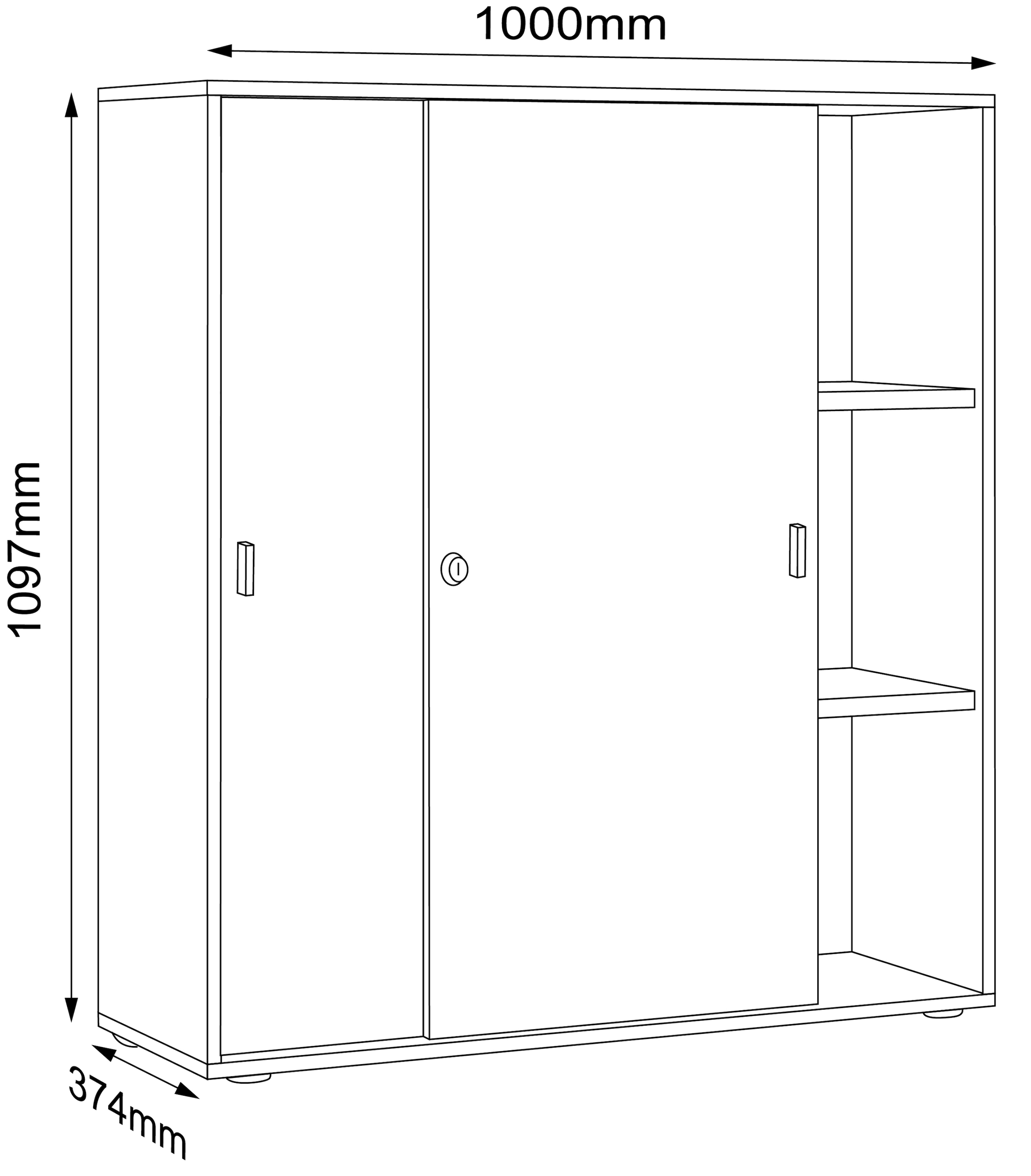 VCM Aktenschrank »VCM Büroschrank mit 3 Fächern | moderner Aktenschrank mit Schiebetüren | Maße ca. H. 110 x B. 100 x T. 37 cm¿ Salia 3-Fach«, (1 St.)