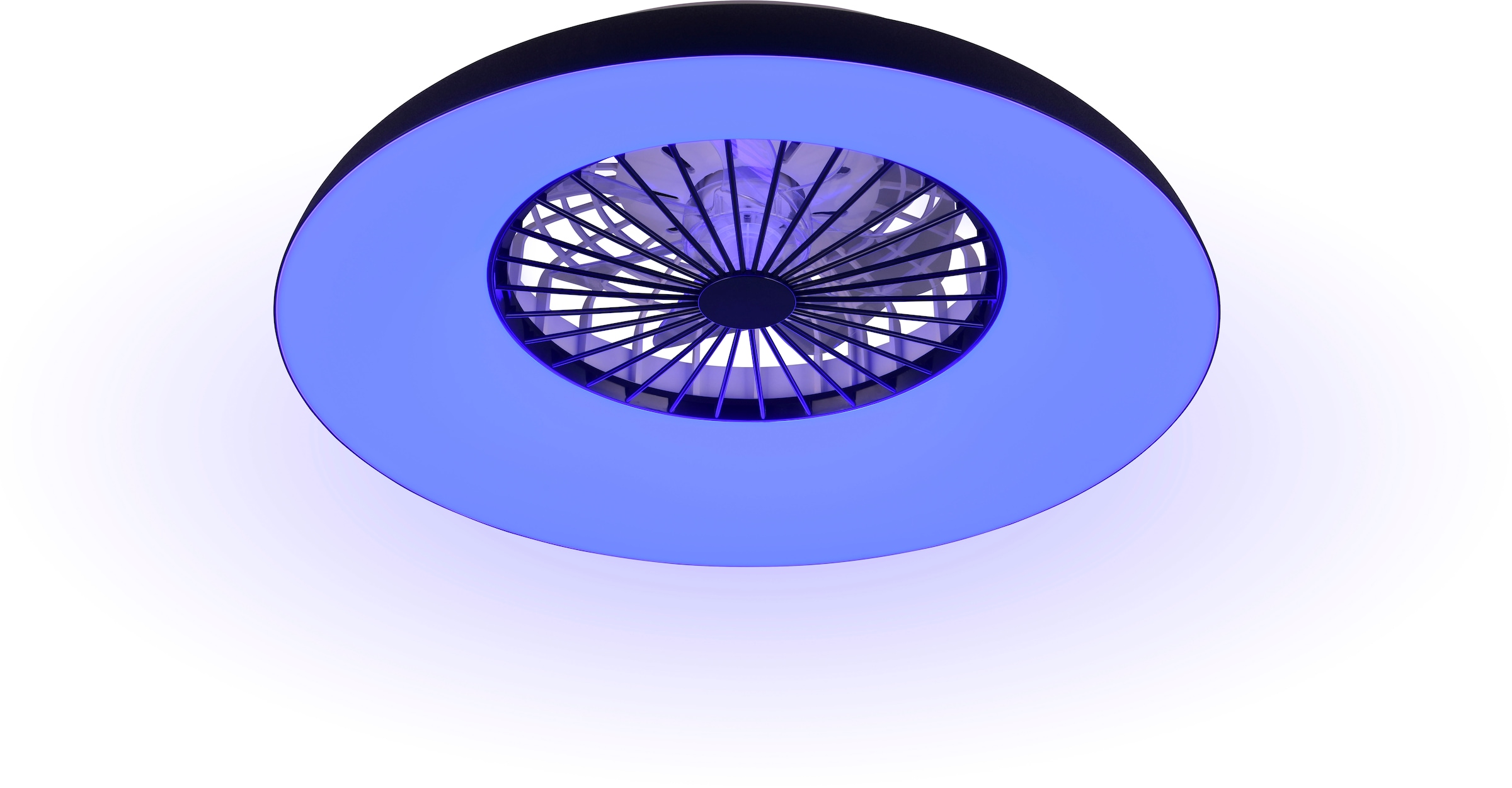REALITY Leuchten LED Deckenleuchte »SVAERHOLT mit Ventilator, großer Deckenventilator Ø 60cm mit RGB Licht« LED-Board 1 Stk. RGB | warmweiß - kaltweiß 5-Stufen Ventilator Fernbedienung RGB Farbwechsel 4500 Lumen CCT