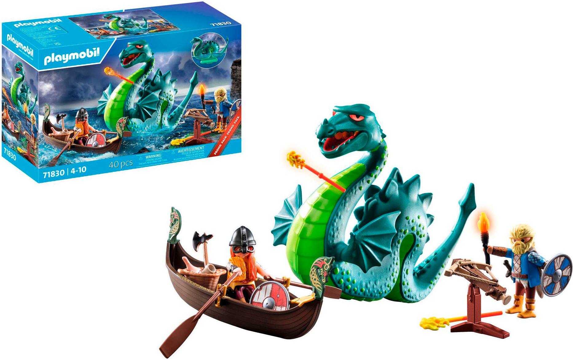 Playmobil® Konstruktions-Spielset »Wikinger mit Seeungeheuer (71830), Playmobil History«, (40 St.), Made in Europe
