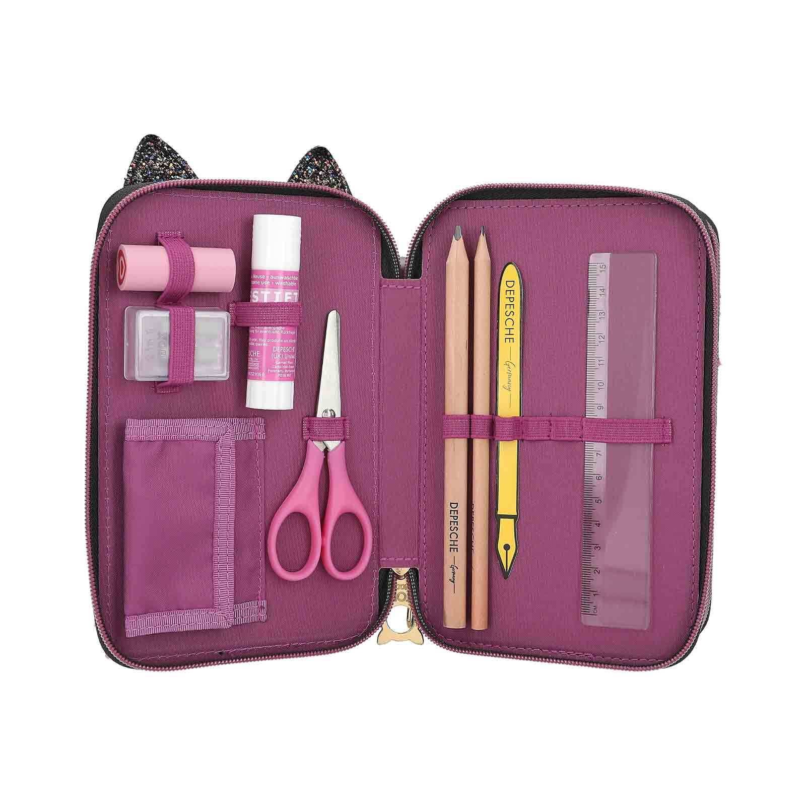 Depesche Buntstift »3-Fach Federtasche REBEL KITTY TOPModel 7,5 x 13 x 20 cm bunt«