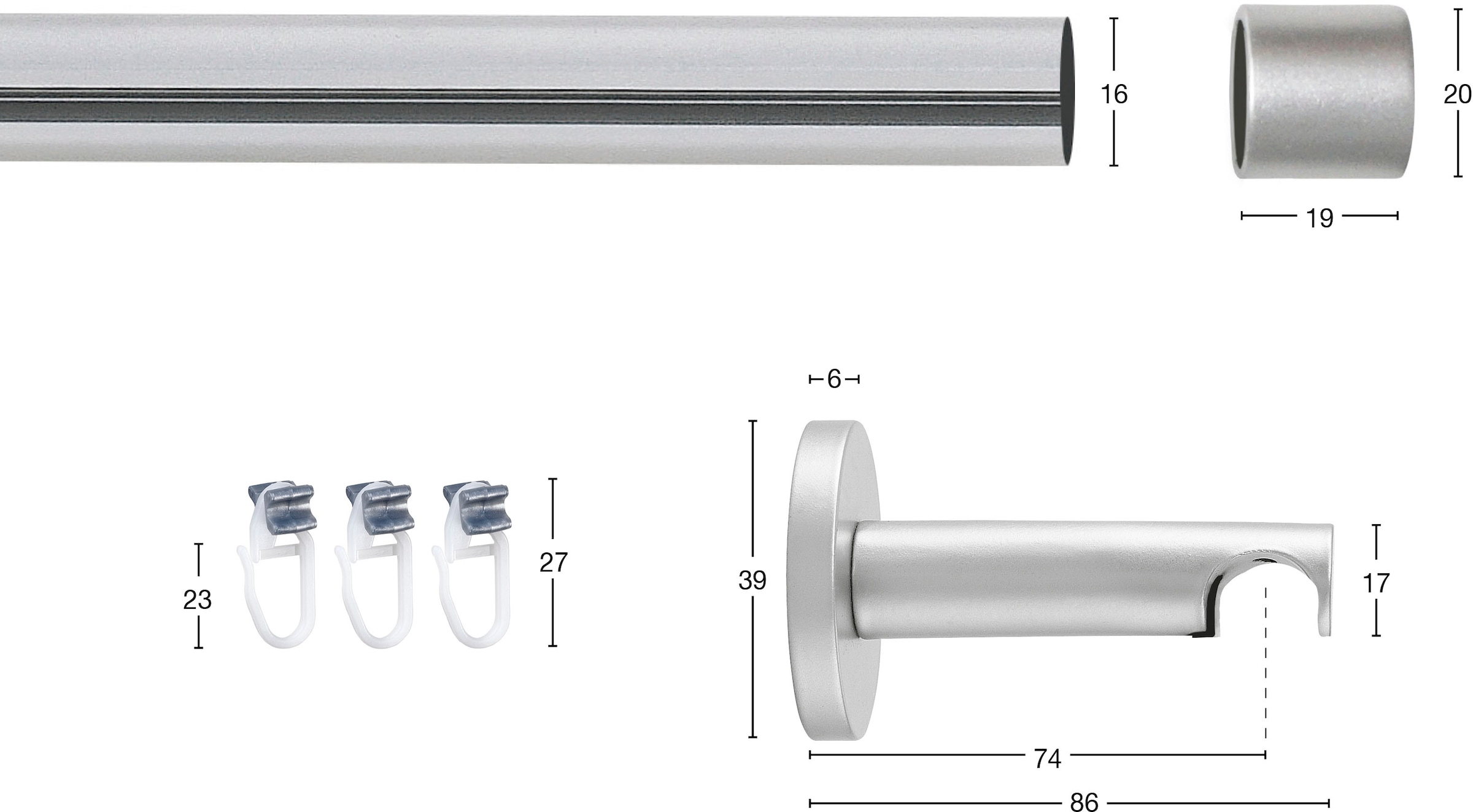 GARESA Gardinenstange »SEFRA« Ø 16 mm 1 läufig-läufig Wunschmaßlänge Vorhanggarnitur,Innenlaufgarnitur, verlängerbar, Endknopf Kappe