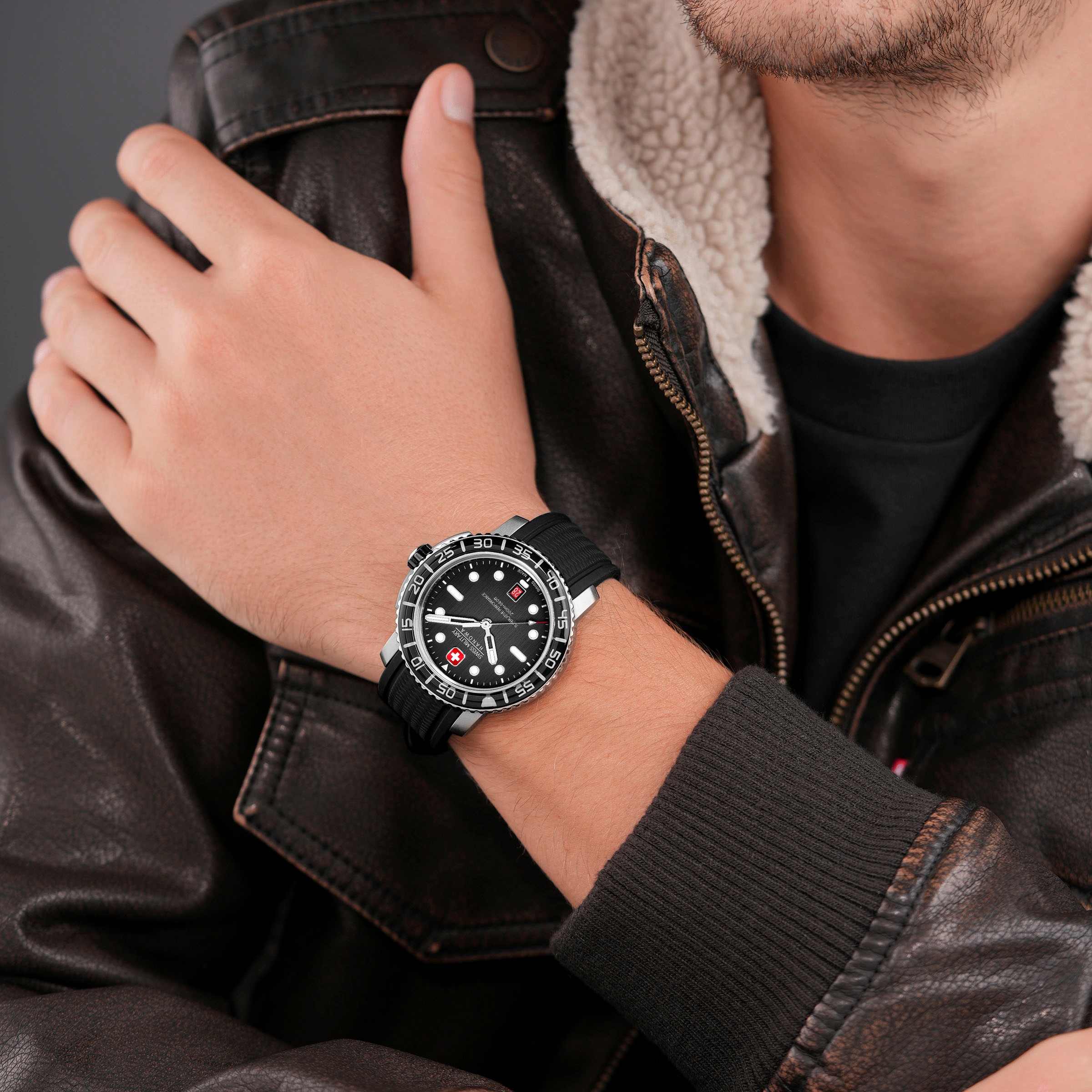 Swiss Military Hanowa Quarzuhr »BLACK MARLIN, SMWGN0001701«, Armbanduhr, Herrenuhr, Swiss Made, Datum, Saphirglas