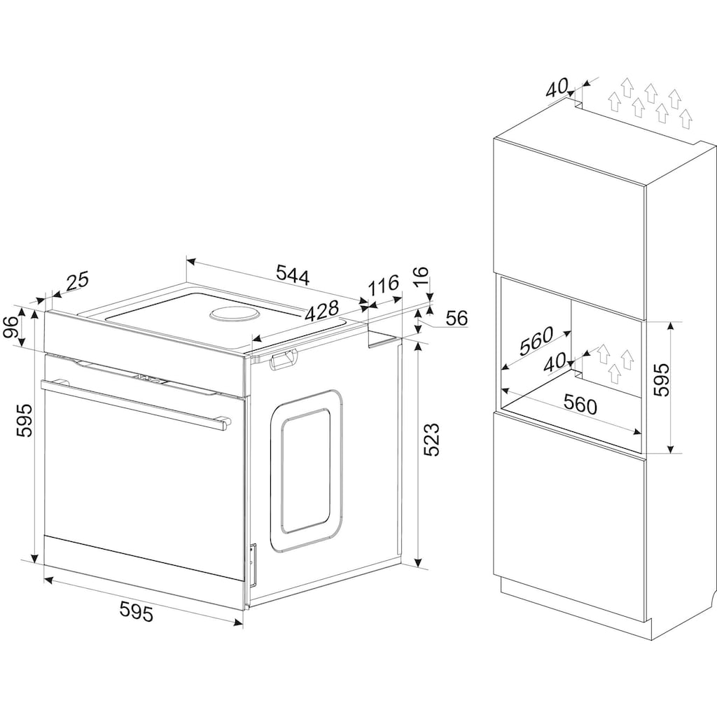 Amica Einbaubackofen »EBX 943 660 Gy«, EBX 943 660 Gy, mit Teleskopauszug nachrüstbar