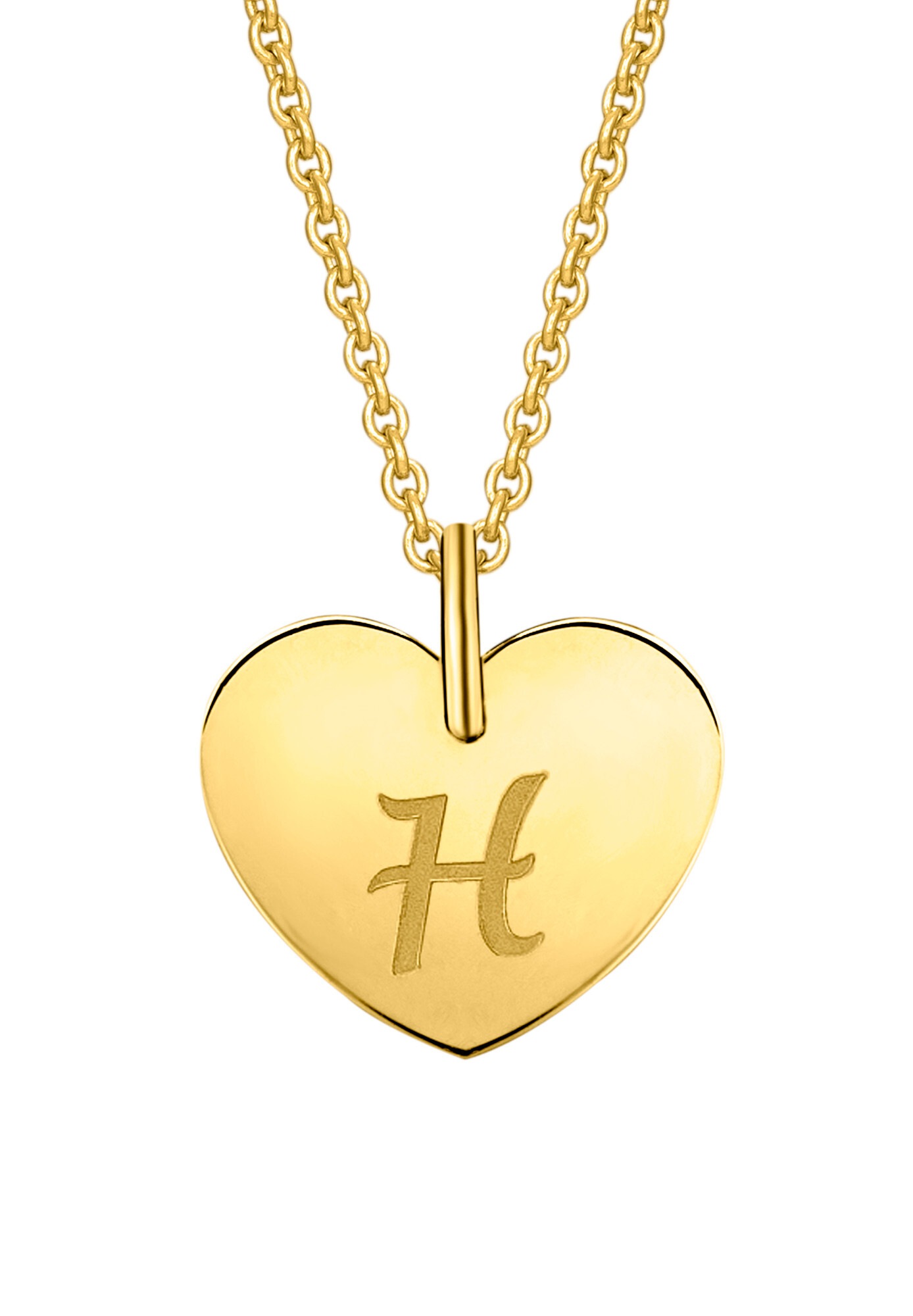 ONE ELEMENT Kettenanhänger »Herz mit Gravur H Buchstaben Anhänger aus 333 Gelbgold«