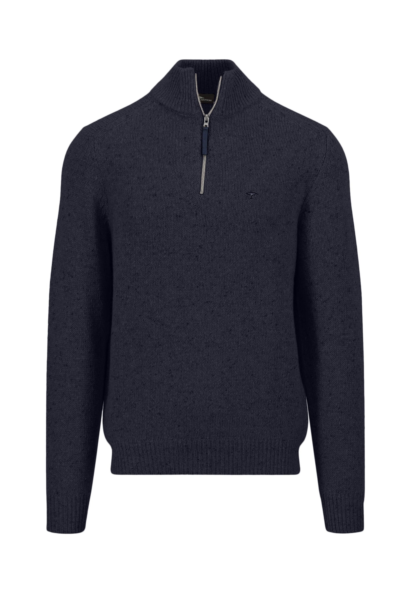 Fynch-Hatton Herren Troyer mit Wolle und Logo-Stickerei auf der linken Brust in blau, Größe M