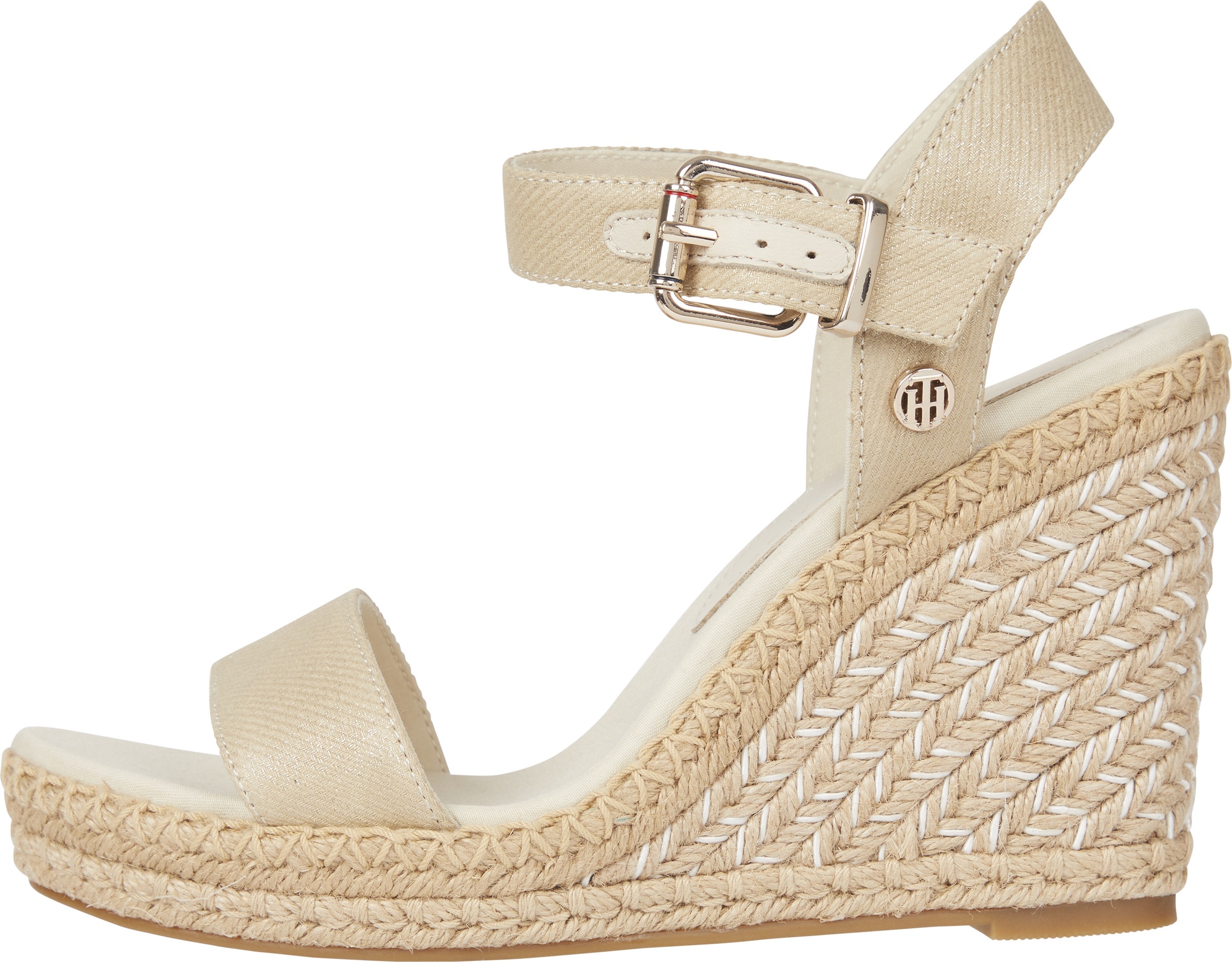 Tommy Hilfiger High-Heel-Sandalette »SHINY TOUCHES HIGH WEDGE SANDAL«, mit TH-Schmuckelement