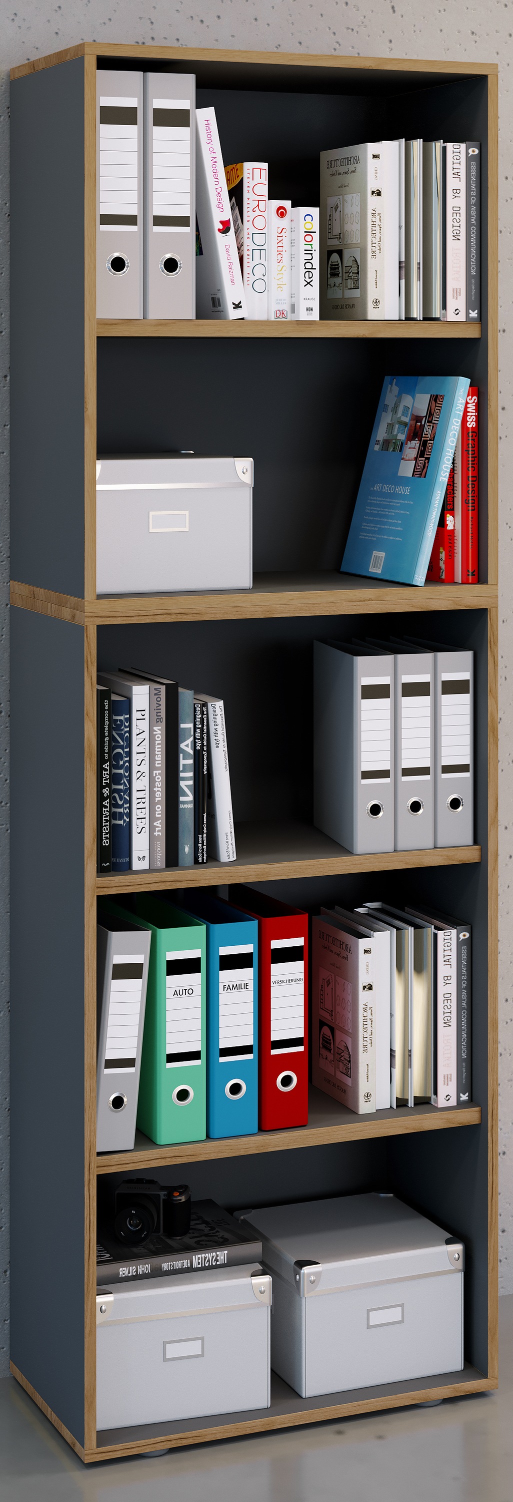 VCM Aktenregal »VCM Holzregal stehend | platzsparender Aktenschrank | Maße ca. B. 60 x H. 183 x T. 33 cm | Elegantes Regal | Büroregal ¿ Salia 5fach B. 60 cm«