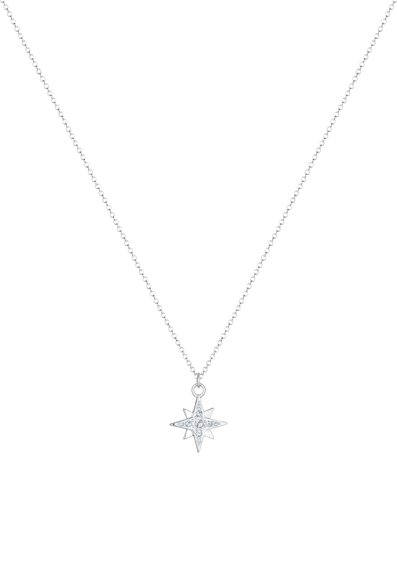 Nenalina Silberkette »Halskette Stern Astro Kristalle 925 Silber«