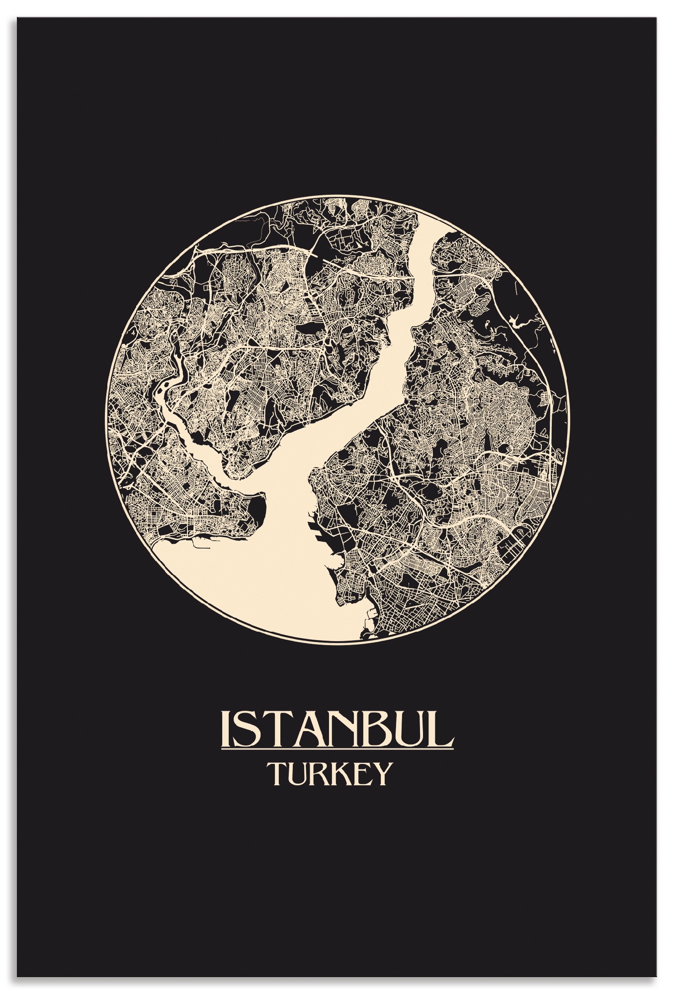 Artland Wandbild »Retro Karte Istanbul Kreis«, Landkarten, (1 St.), in vielen Größen & Produktarten - Alubild / Outdoorbild für den Außenbereich, Leinwandbild, Poster, Wandaufkleber / Wandtattoo auch für Badezimmer geeignet