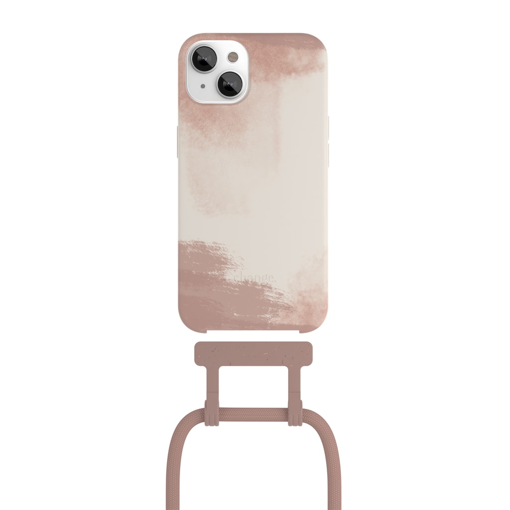 Woodcessories Smartphone-Hülle »Woodcessories Change Case Batik Bio Clay Red für iPhone 13«, iPhone 13, mit abnehmbarem Kordelband