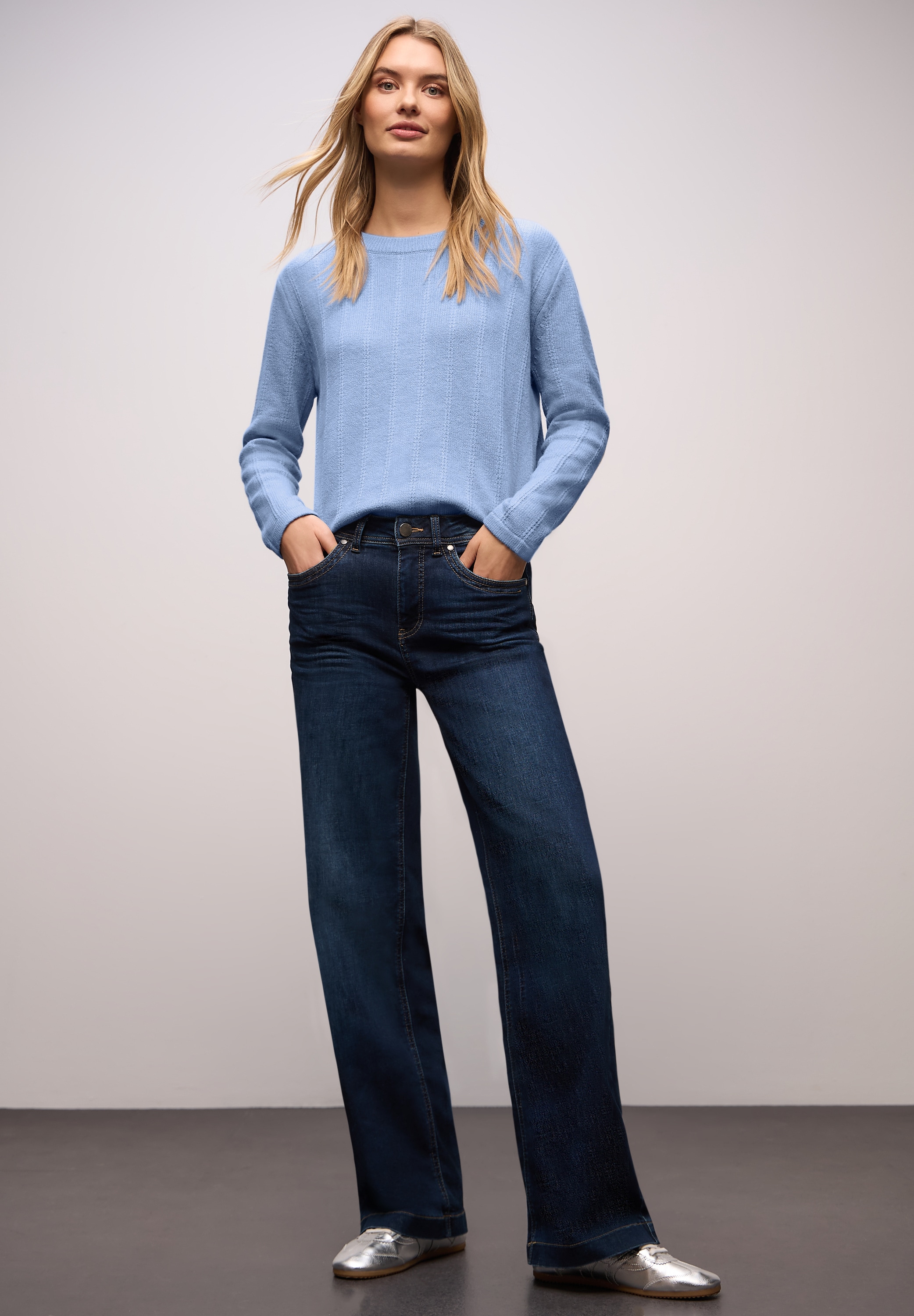 STREET ONE Strickpullover mit Rundhals, strukturiert