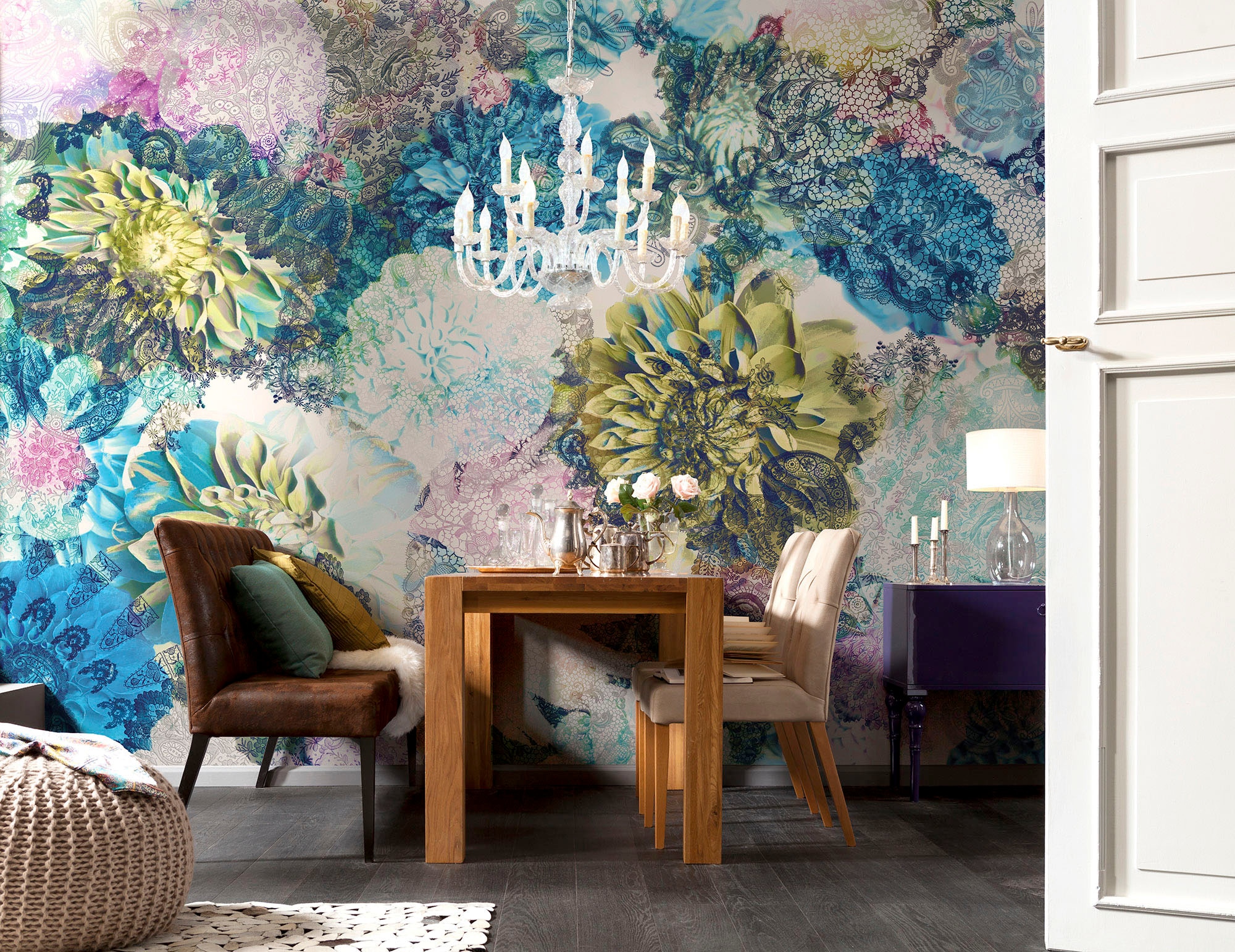Komar Vliestapete »Digitaldruck Vlies - Frisky Flowers - Größe 400 x 260 cm«, bedruckt, Wohnzimmer, Schlafzimmer
