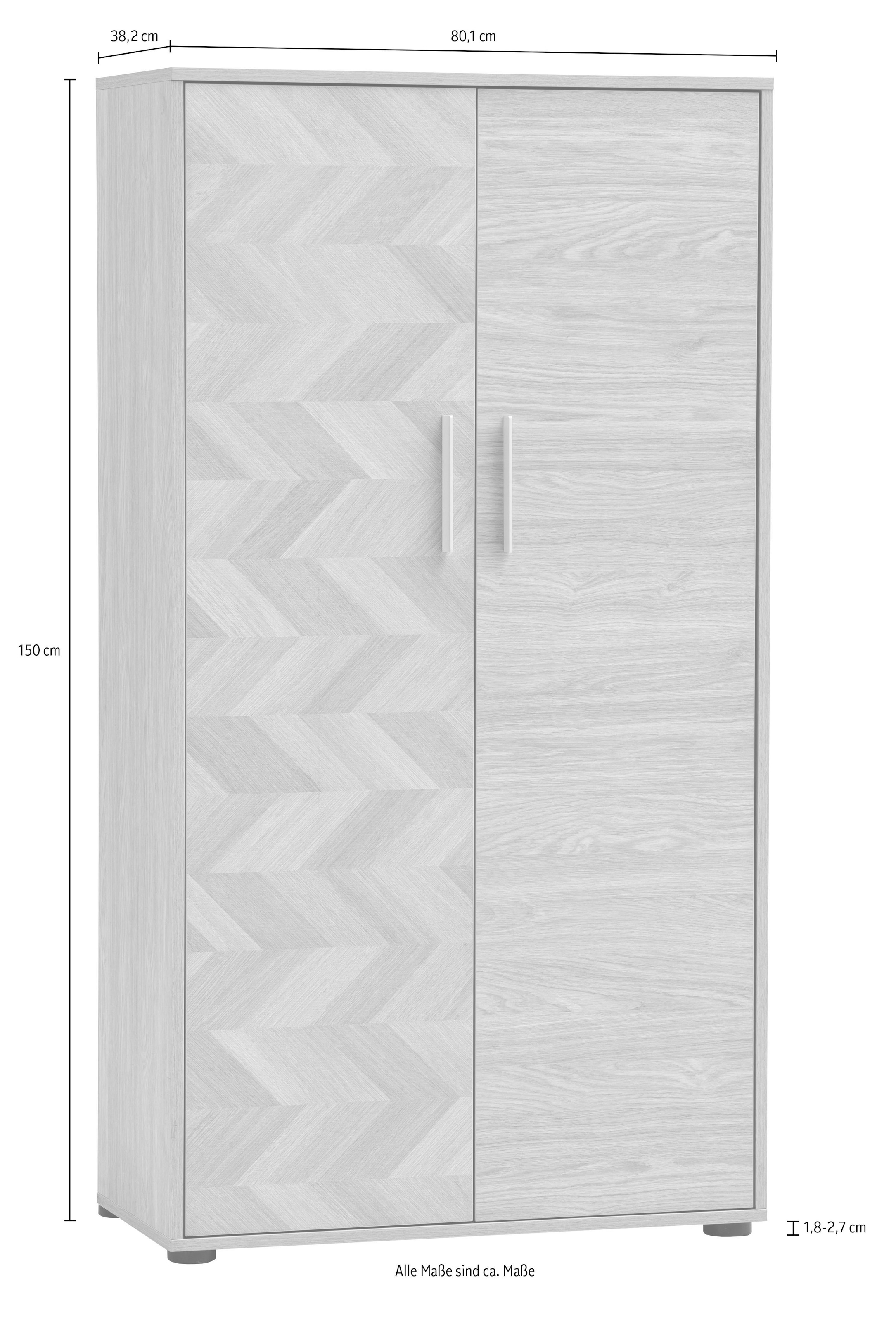 Schildmeyer Aktenschrank »AREZZO, Höhe 150 cm, 2 Türen, Fischgräten Dekor, MADE IN GERMANY« 1 Stk. tlg. Linke Tür in Fischgräten Dekor, MADE IN GERMANY