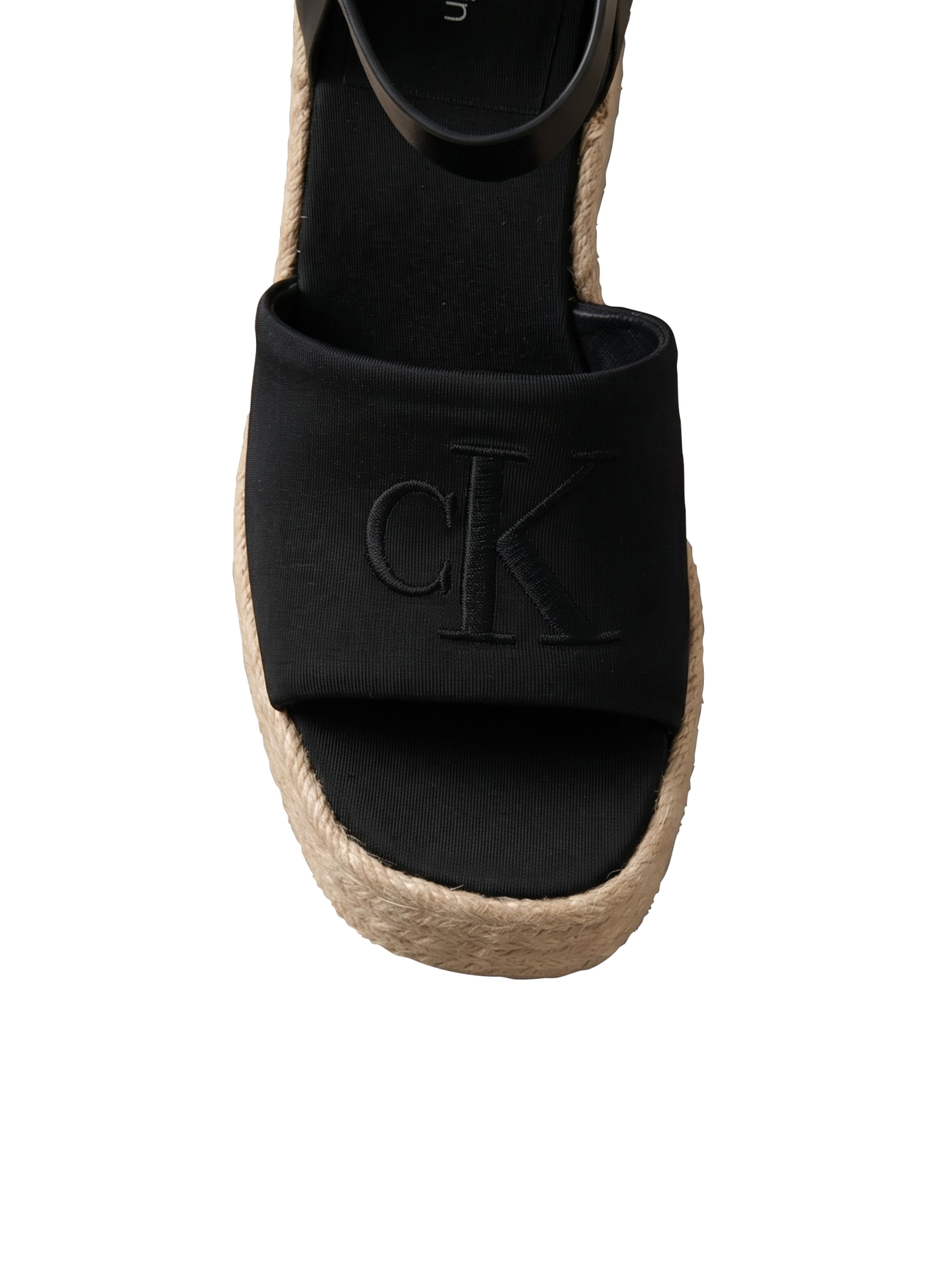 Calvin Klein Keilsandalette »WEDGE ESPAD 70 NEOPR MG«  Sommerschuh, Plateausandale, Keilabsatz, mit Bastbesatz