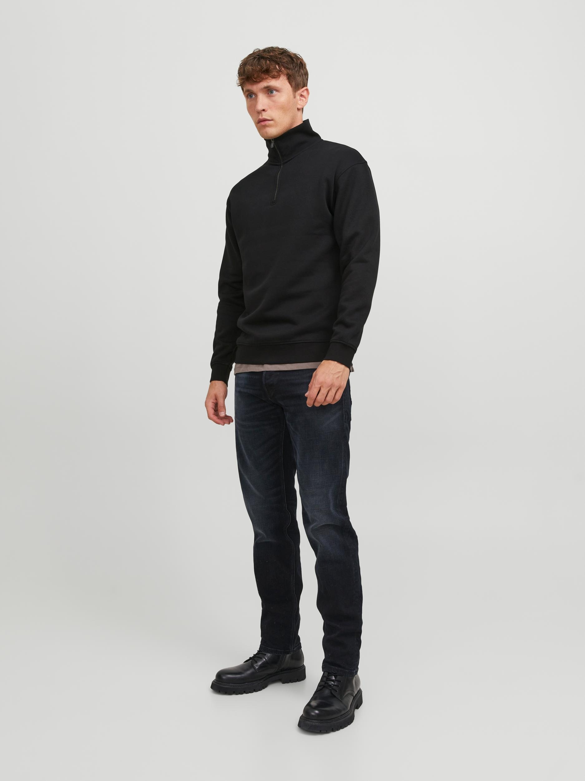 Jack & Jones Sweatshirt »JJEBRADLEY SWEAT HALF ZIP NOOS«, Materialmix, relaxed fit
