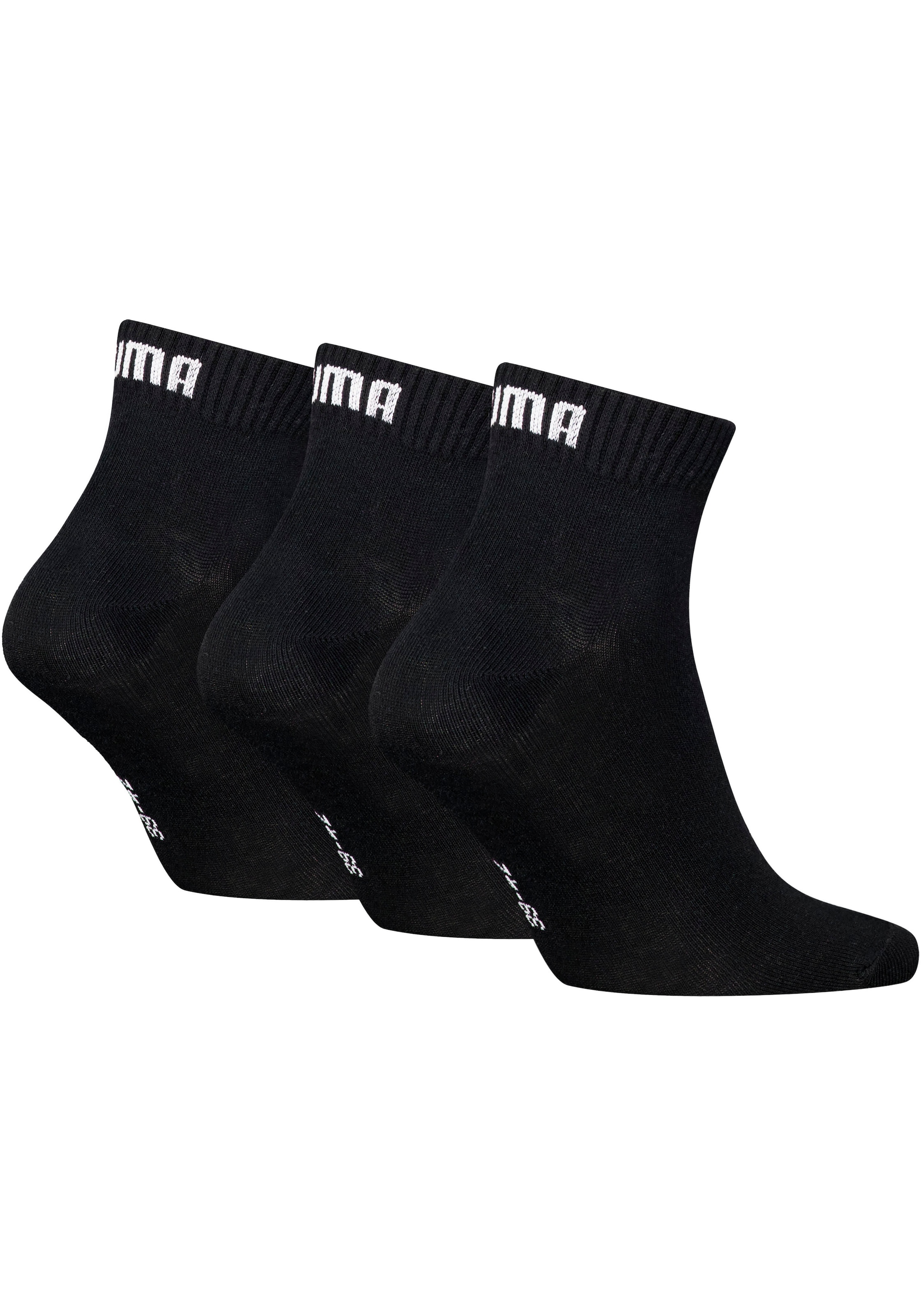 PUMA Kurzsocken »PUMA UNISEX QUARTER PLAIN 3P« 3 Paar, 3 Paar tlg. Atmungsaktiv, Rippenbündchen, weiche Baumwollmischung