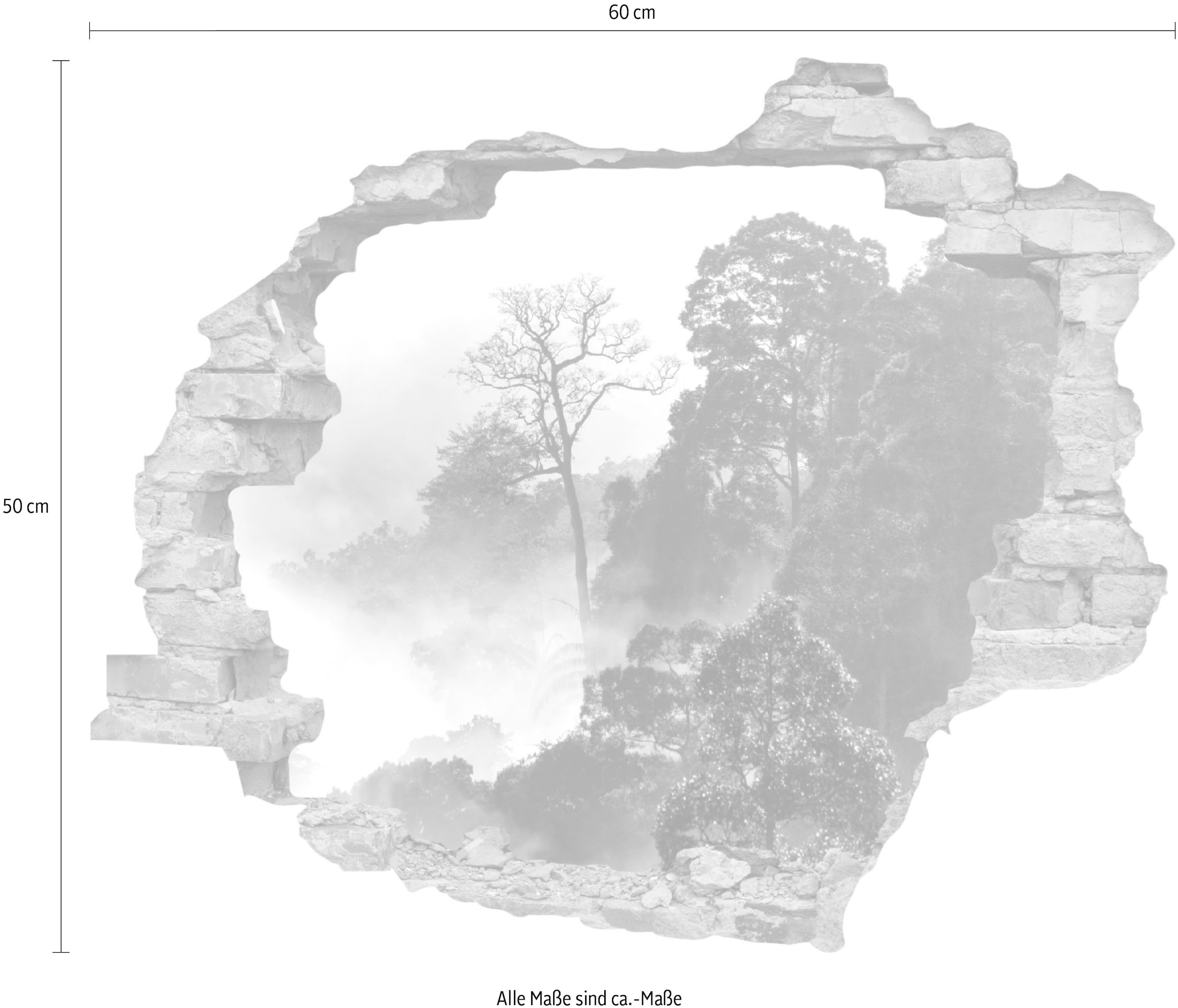 queence Wandtattoo »Regenwald« Wandsticker, Wandbild, selbstklebend, 3D, Wanddurchbruch