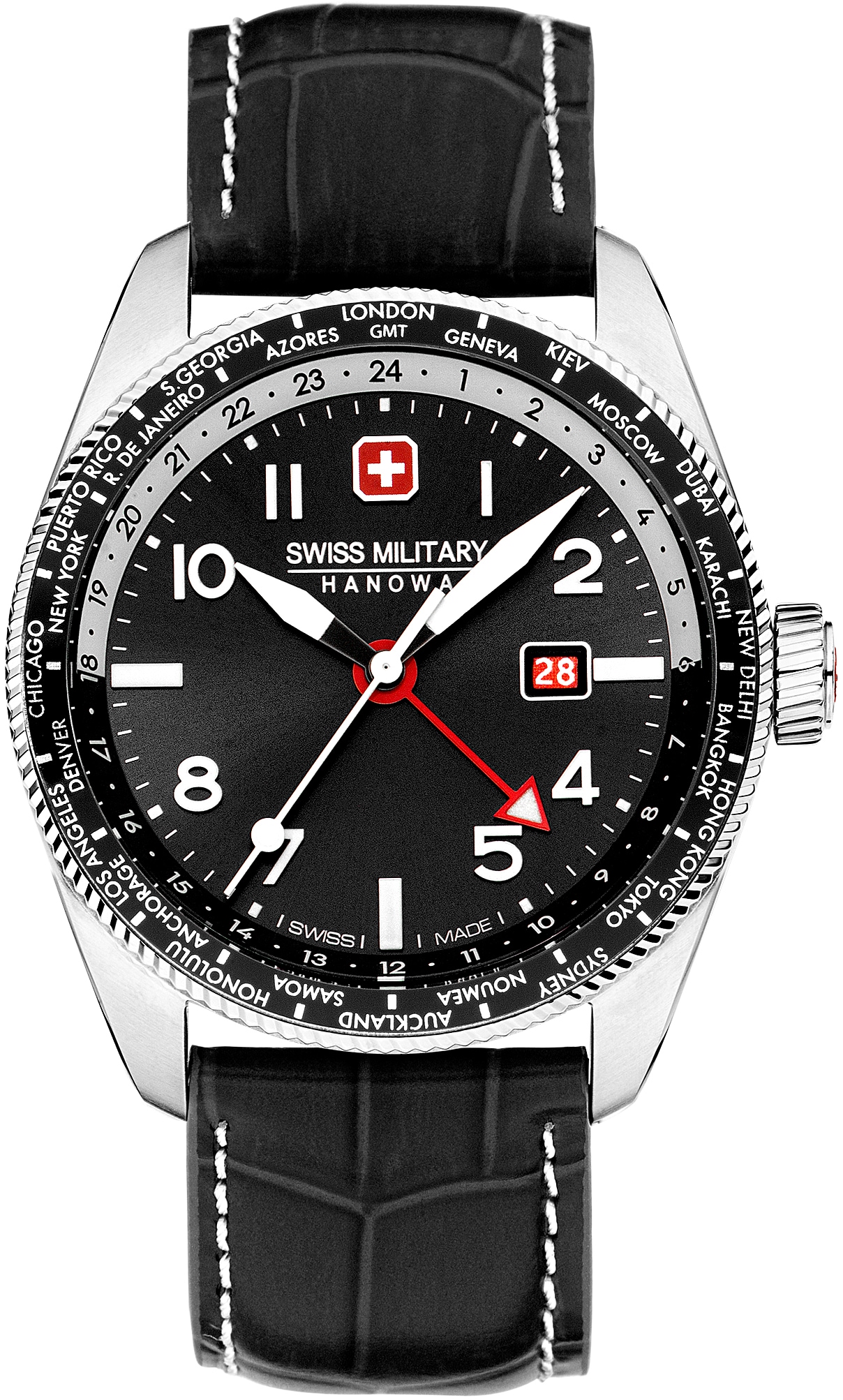 Swiss Military Hanowa Quarzuhr »HAWK EYE, SMWGB0000504«, Armbanduhr, Herrenuhr, Schweizer Uhr, Datum, Saphirglas, Swiss Made