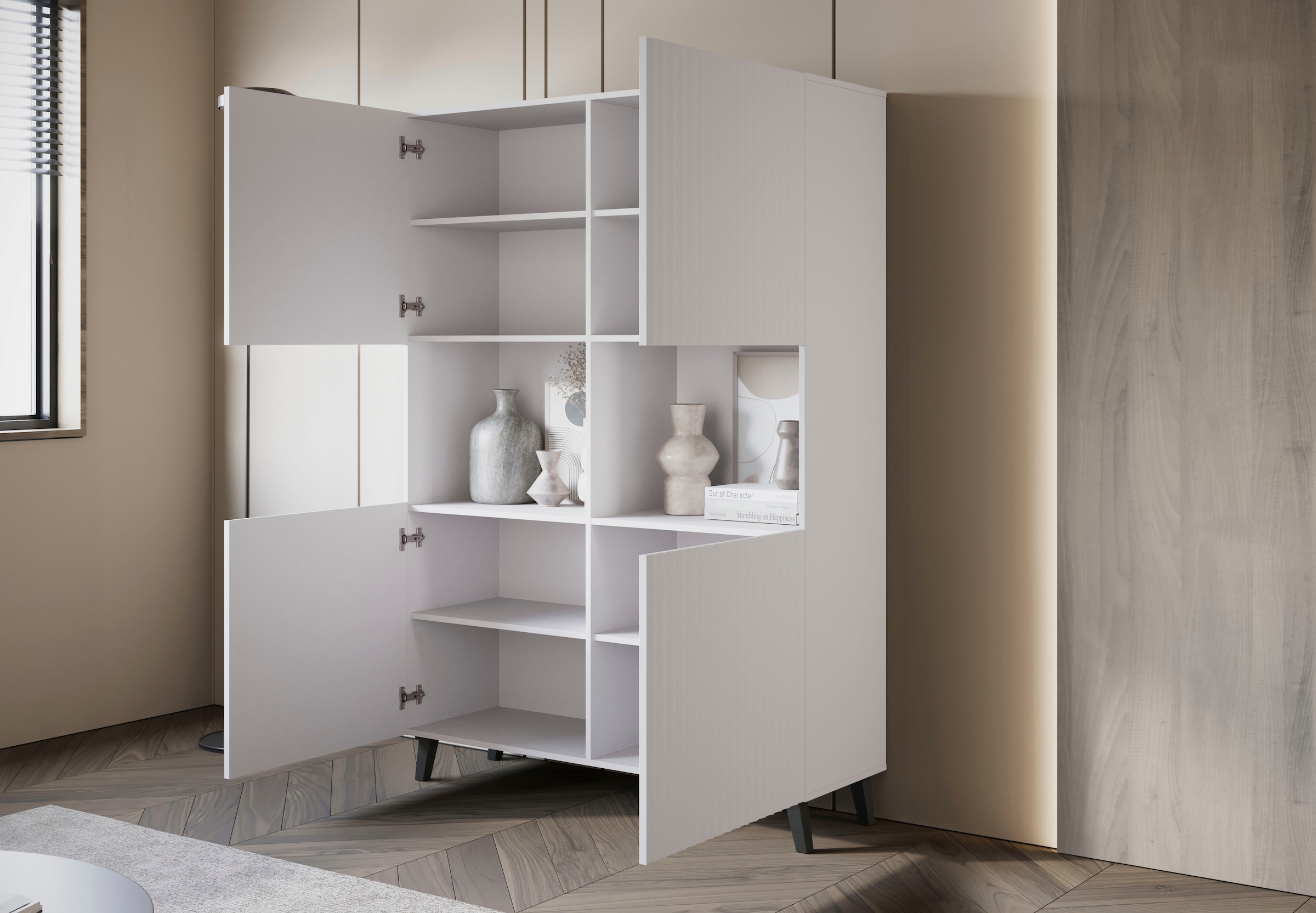 INOSIGN Highboard »PHUKET«, (1 St.), Moderne Hochkommode ohne Griffe mit 10 Fächern, Breite 120 cm