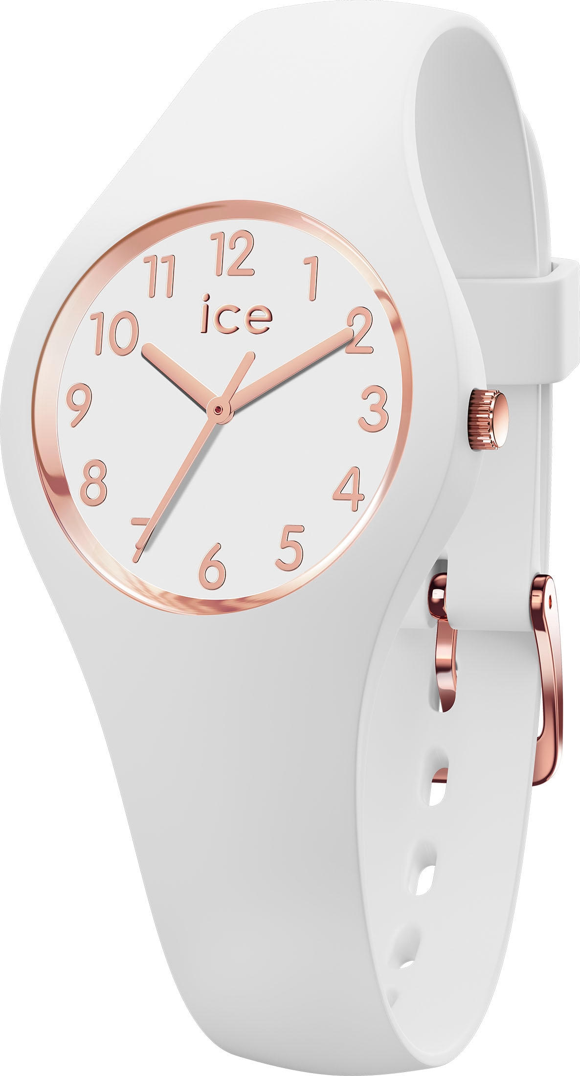 Ice-Watch Mädchen Quarzuhr »ICE glam - Extra Small - 3H« Armbanduhr, Kinderuhr, Mädchenuhr, Silikonarmband, bis 10bar wasserd. in weiß