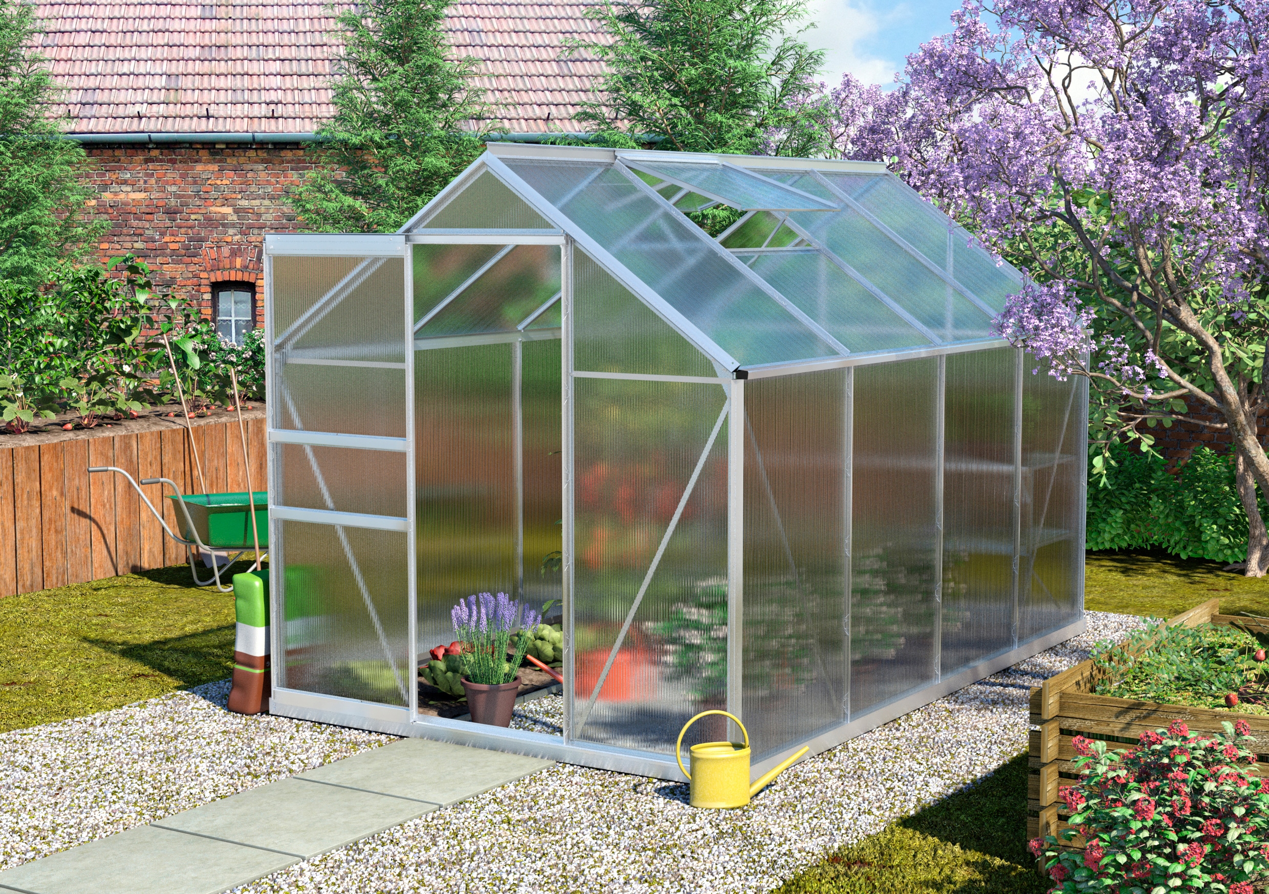 Vitavia Gewächshaus »Calypso 5800« in silberfarben, Größe B/H/T: 192 cm x 302 cm