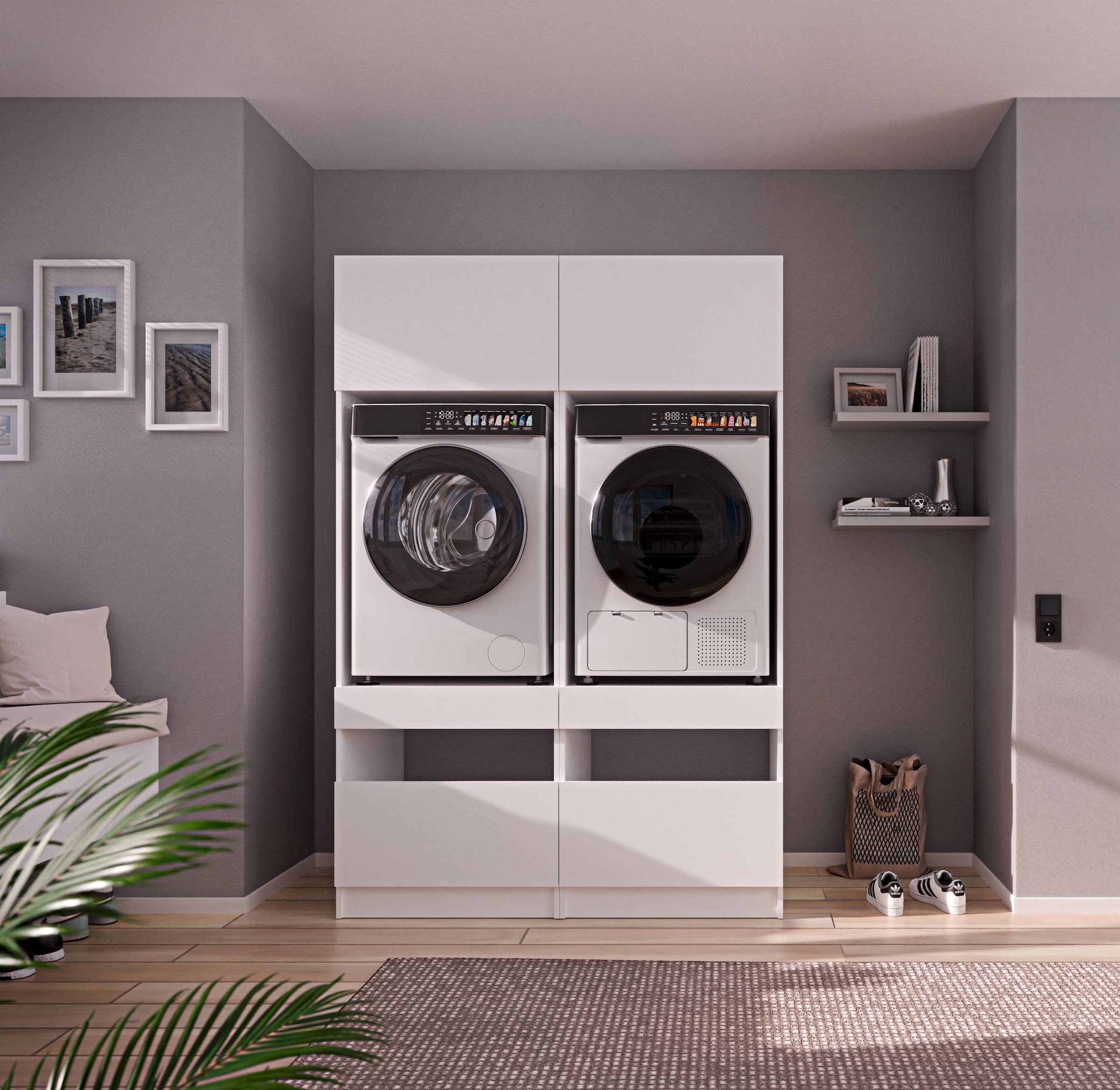 BASIC by Balculina Mehrzweckschrank-Set »Washhome B/T/H 135x68x200 cm« 2 Stk. tlg.