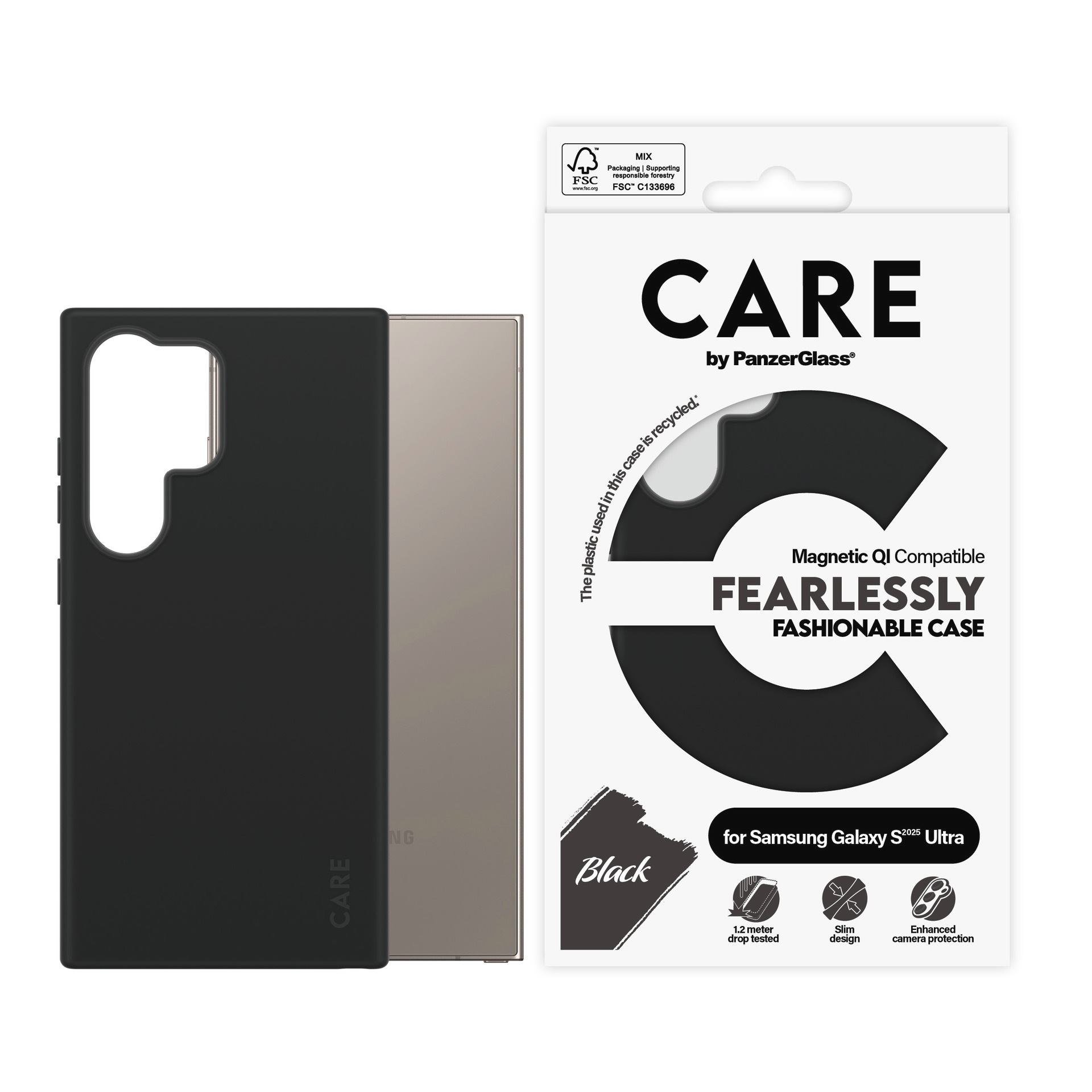 CARE by PanzerGlass Handyhülle »Magnetic QI Fearlessly Fashionable Case für Samsung Galaxy S25 Ultra«, Backcover, Schutzhülle, Handyschutzhülle, Case, Schutzcase, stoßfest