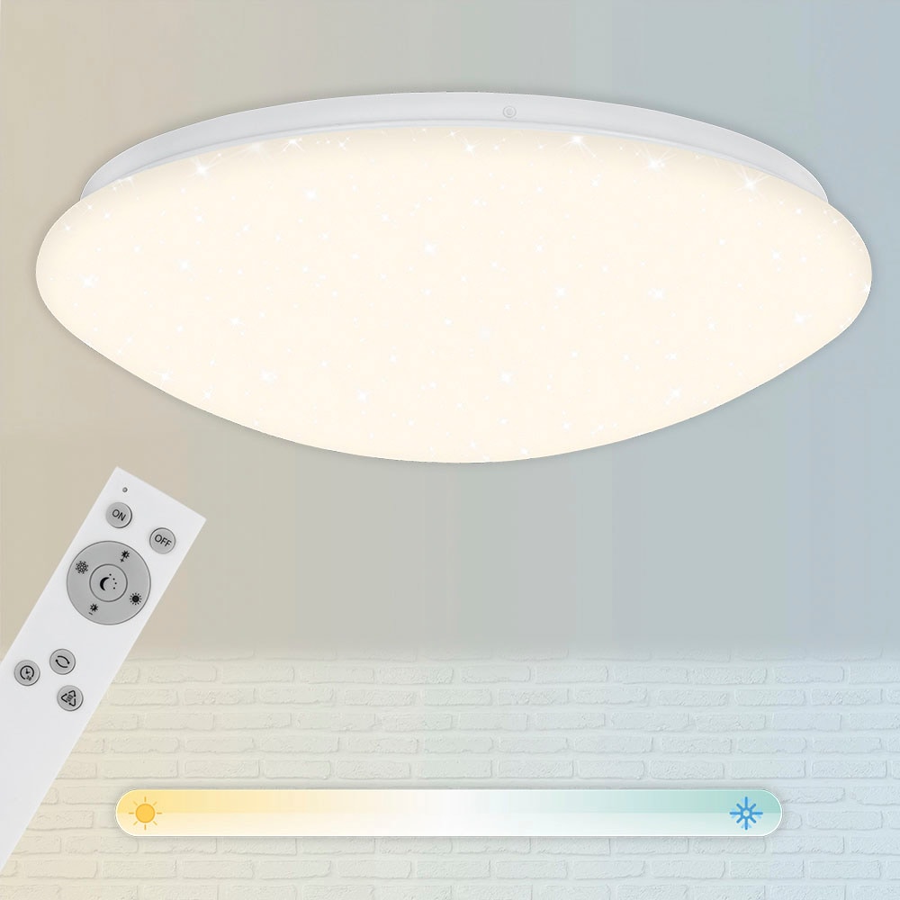 Briloner Leuchten LED Deckenleuchte »3367216 VERB«, 1 flammig, Sternenhimmel, 38x6,5cm, Weiß, 23W, Wohnzimmer, Schlafzimmer, Küche