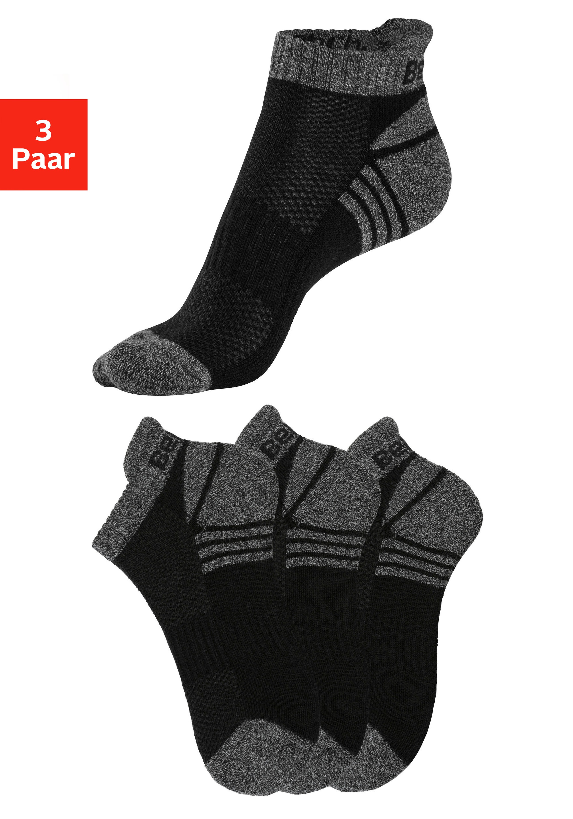 Bench. Sneakersocken Packung in schwarz, Größe 47-48