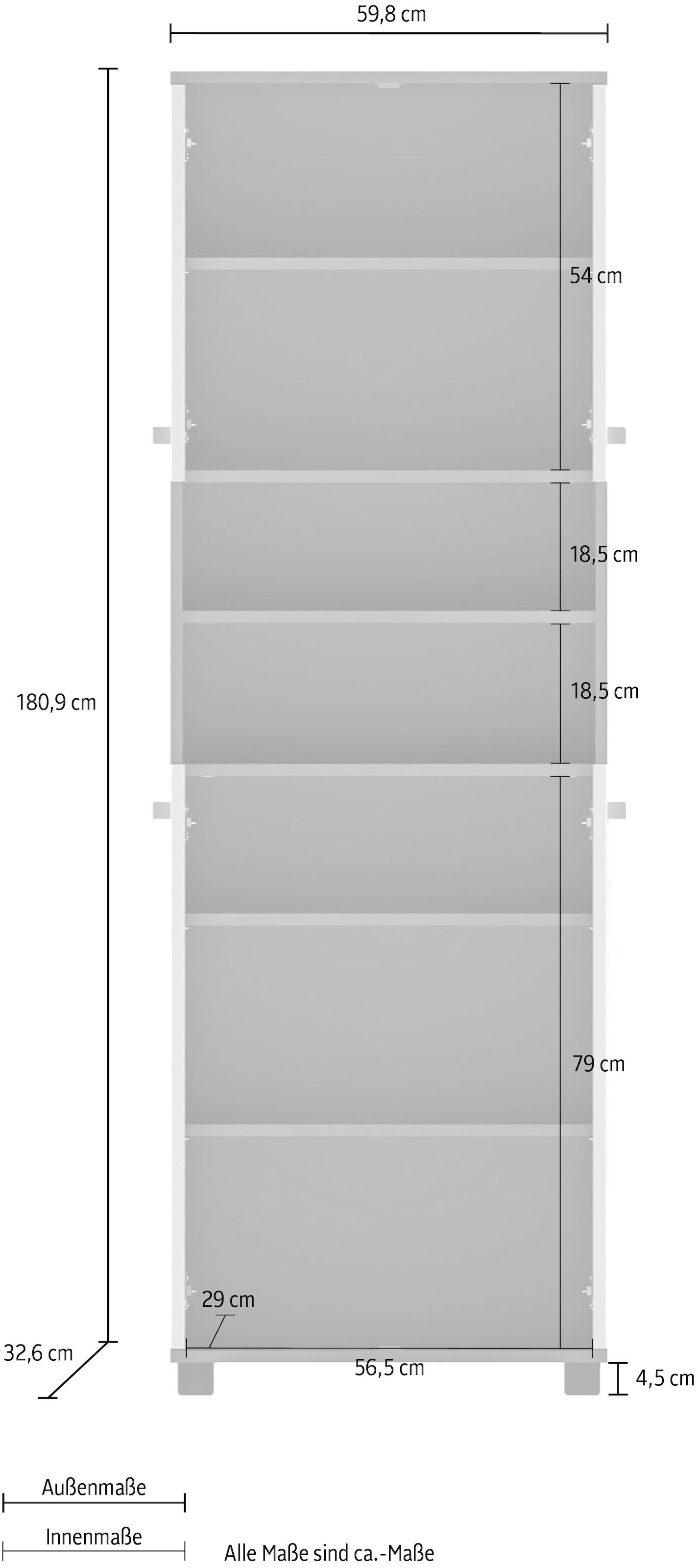 Schildmeyer Midischrank »ADANA Badezimmerschrank, Höhe 180,9 cm, 4 Türen, MADE IN GERMANY« 1 Stk. tlg. tiefgezogene MDF-Fronten - umlaufende Rahmenprägung, MADE IN GERMANY