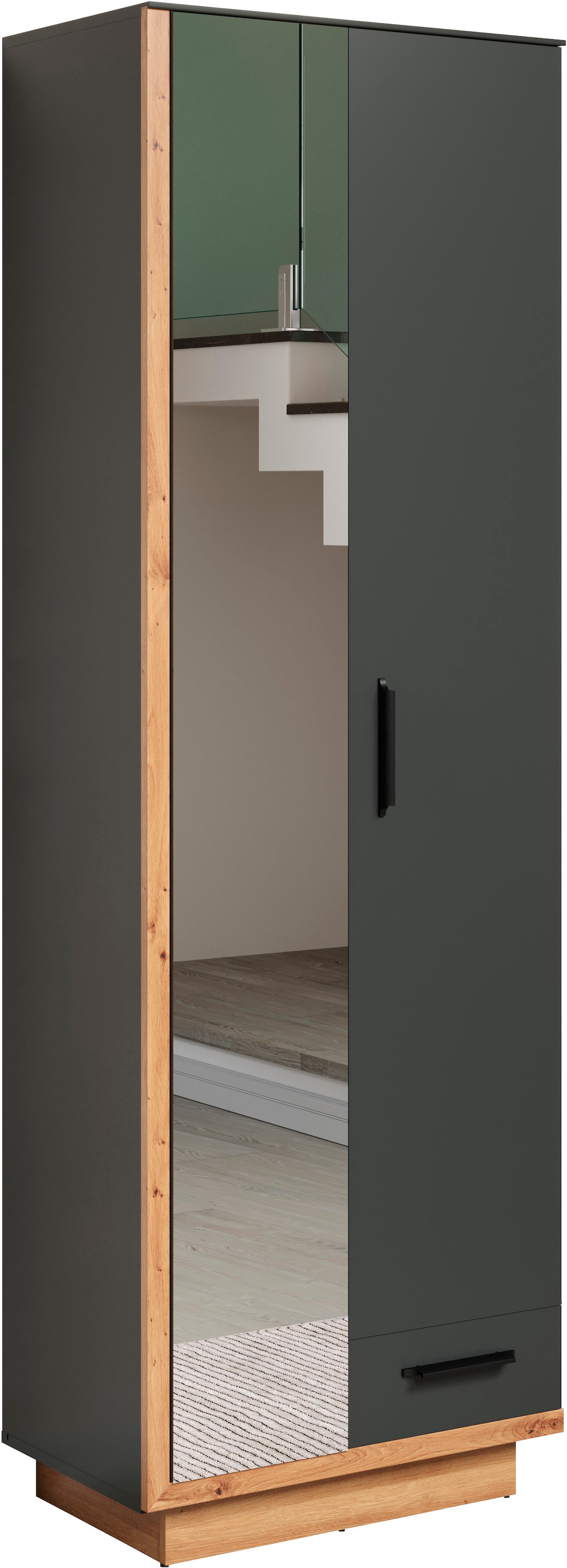 INOSIGN Garderobenschrank »Premont«, (1 St.), Eleganter Flurschrank auf einem Sockel - Soft-Close - Mit Frontspiegel