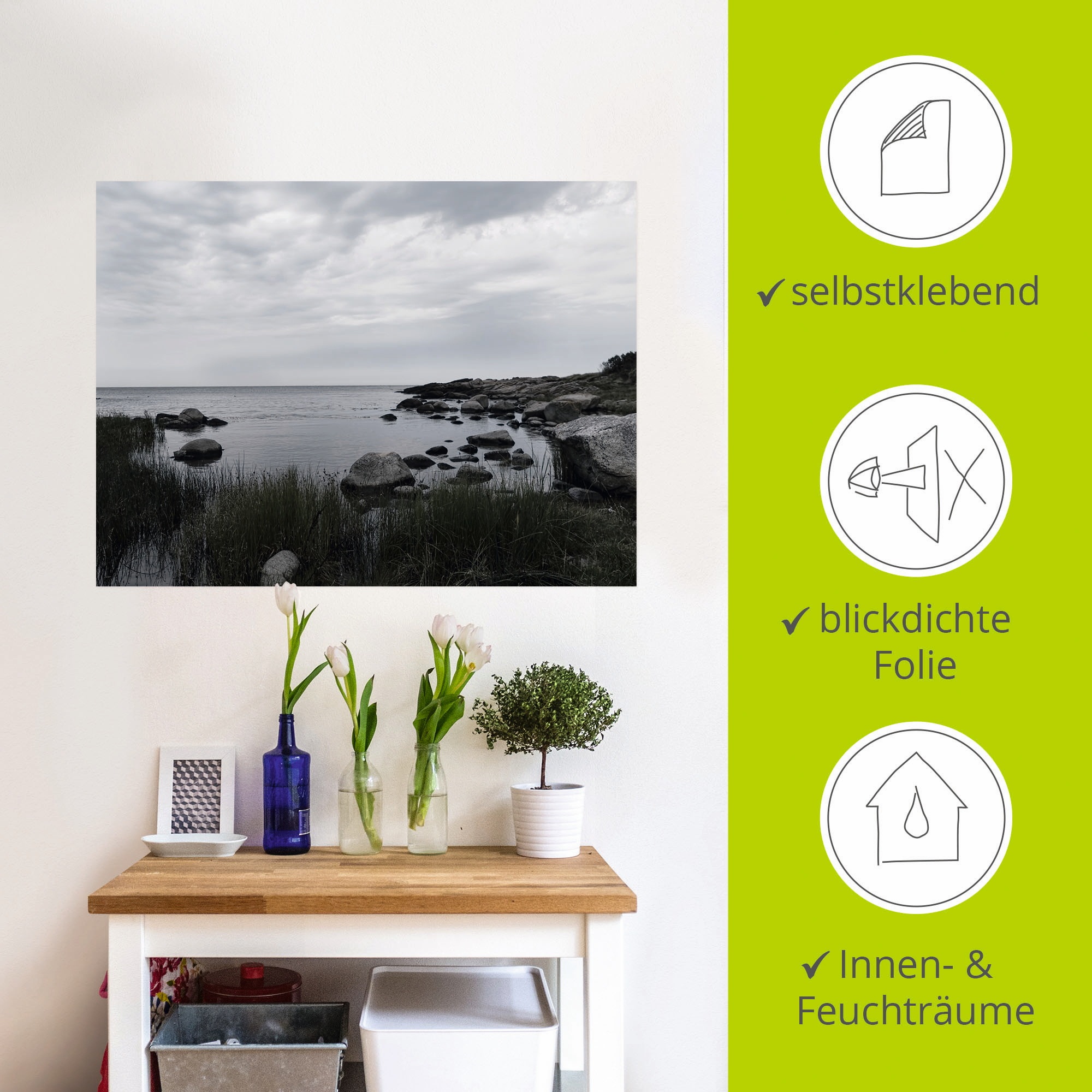 Artland Wandbild »Einsame Bucht am Meer«, Gewässer, (1 St.), als Leinwandbild, Wandaufkleber in verschied. Größen