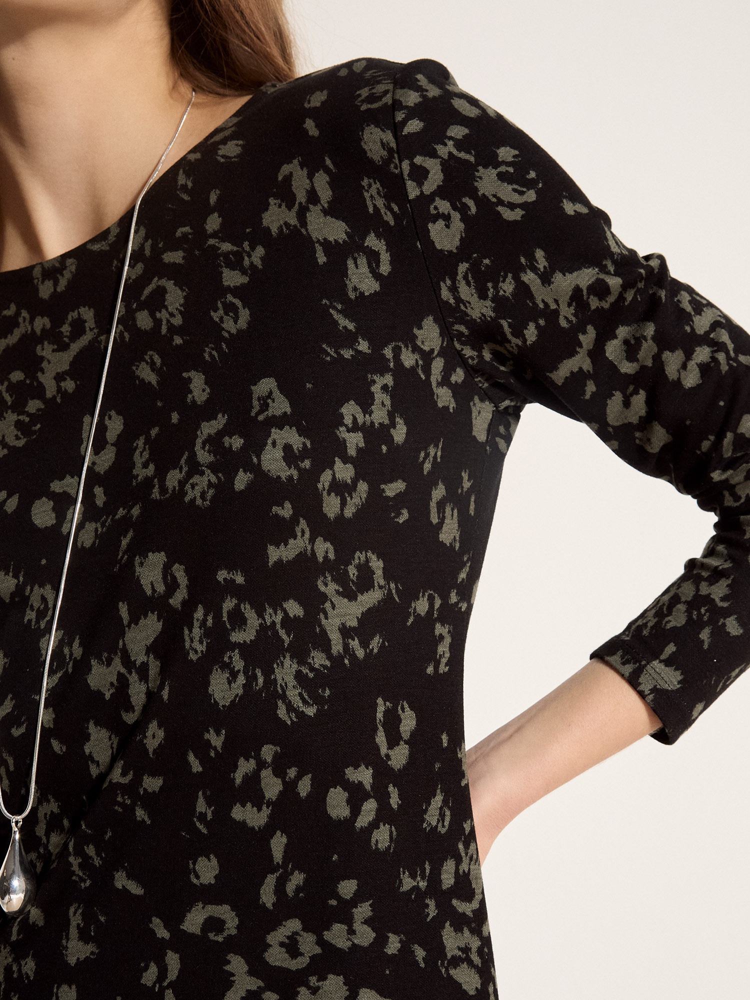Apricot Strickkleid »Langes Jerseykleid« mit Leopardenmuster