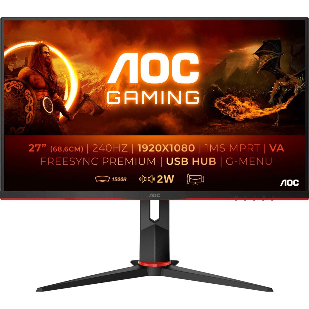 AOC Curved-Gaming-Monitor »C27G2ZU/BK«, 68,6 cm/27 Zoll, 1920 x 1080 px, Full HD, 0,5 ms Reaktionszeit, 240 Hz