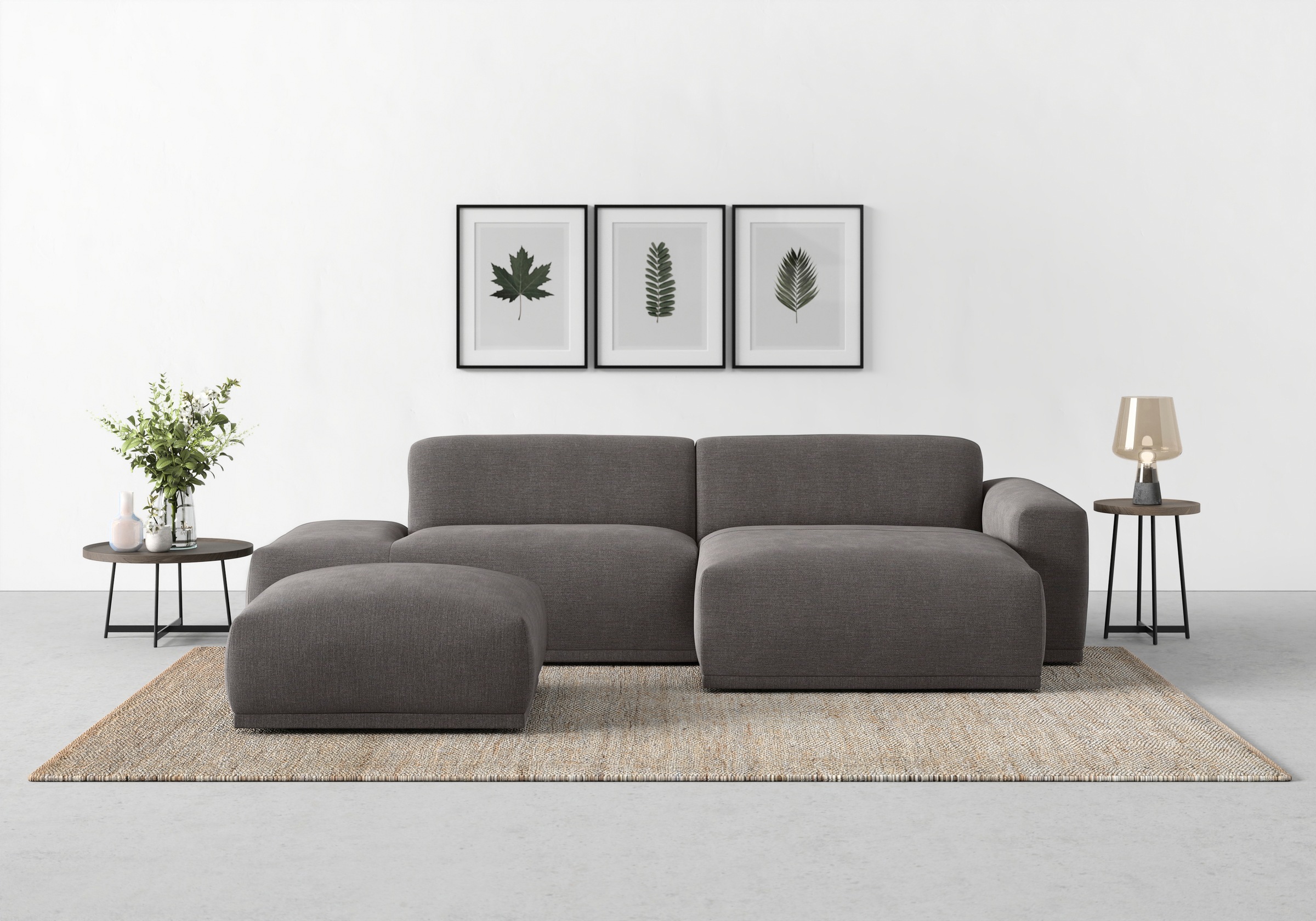 TRENDMANUFAKTUR Ecksofa Braga, aus 2 Teilen, moderner Cord-Stoff