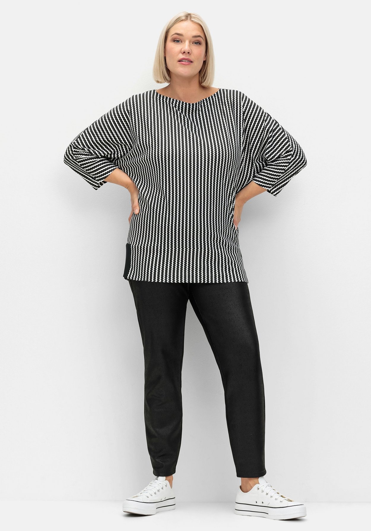 Sheego 3/4-Arm-Shirt »Gestreiftes Shirt mit Fledermausärmeln«