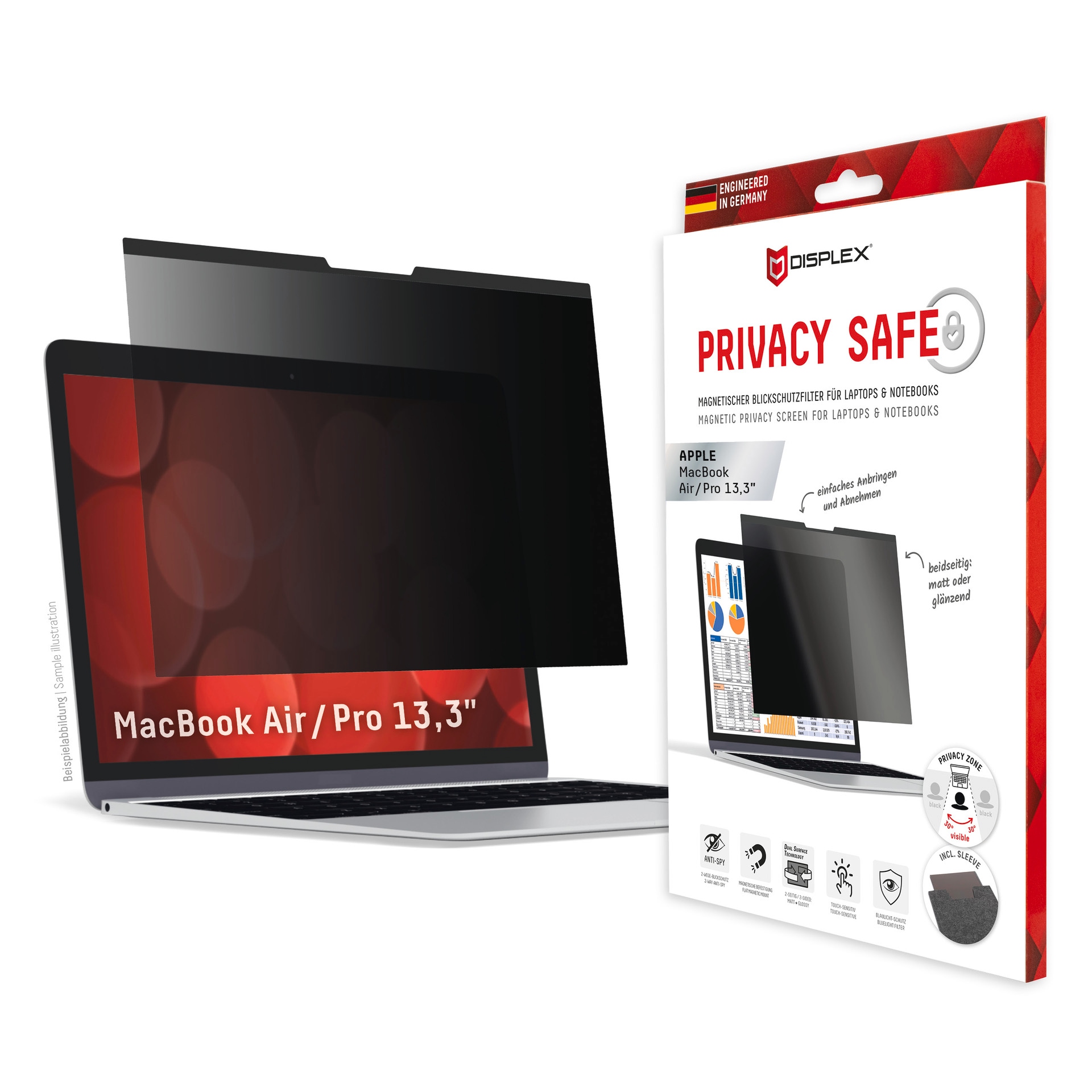 Displex Displayschutzfolie »Privacy Safe - MacBook Air/Pro 13,3«, Blickschutzfilter