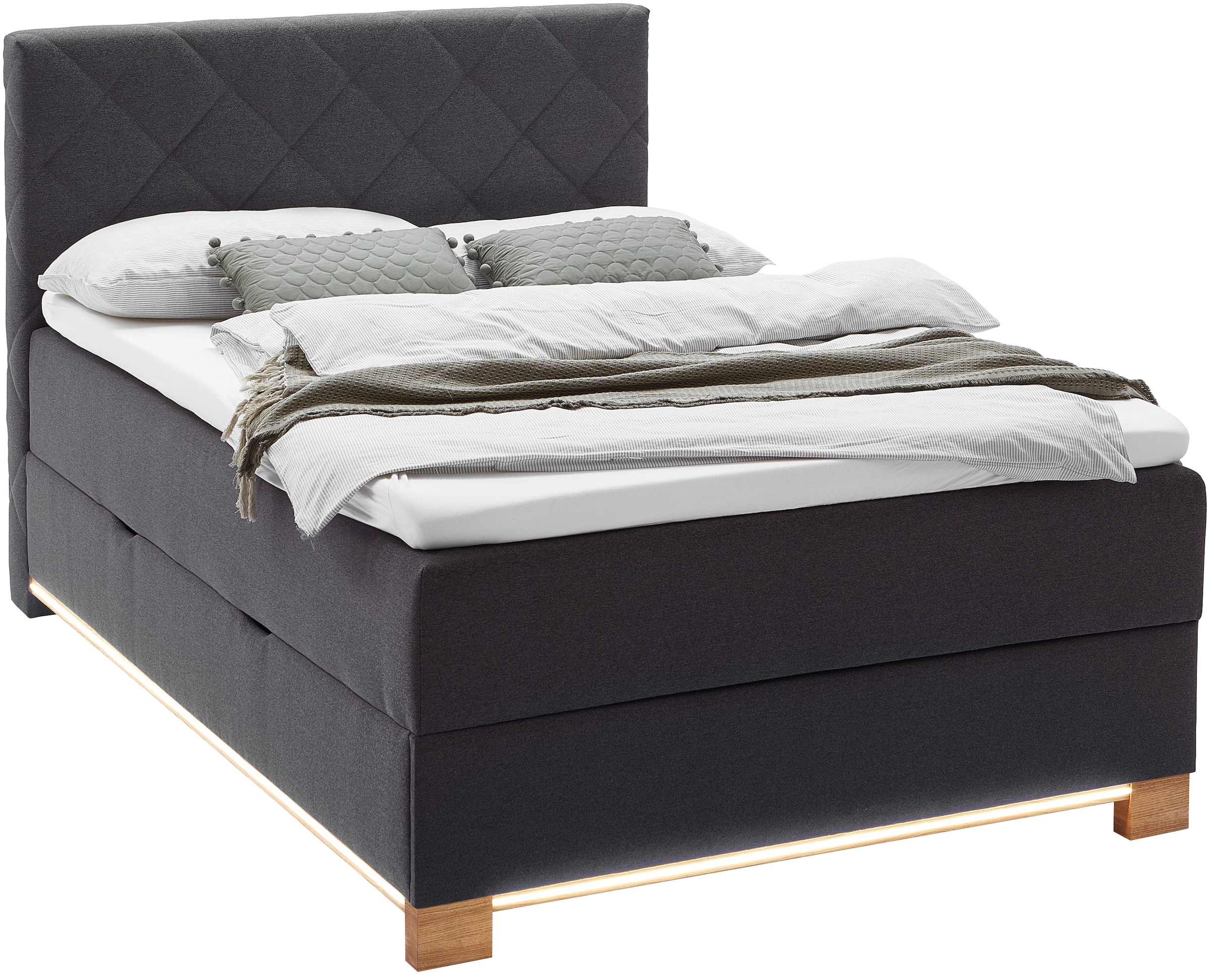 meise.möbel Boxspringbett »Messina«, inkl. Bettkasten, LED-Beleuchtung und Topper
