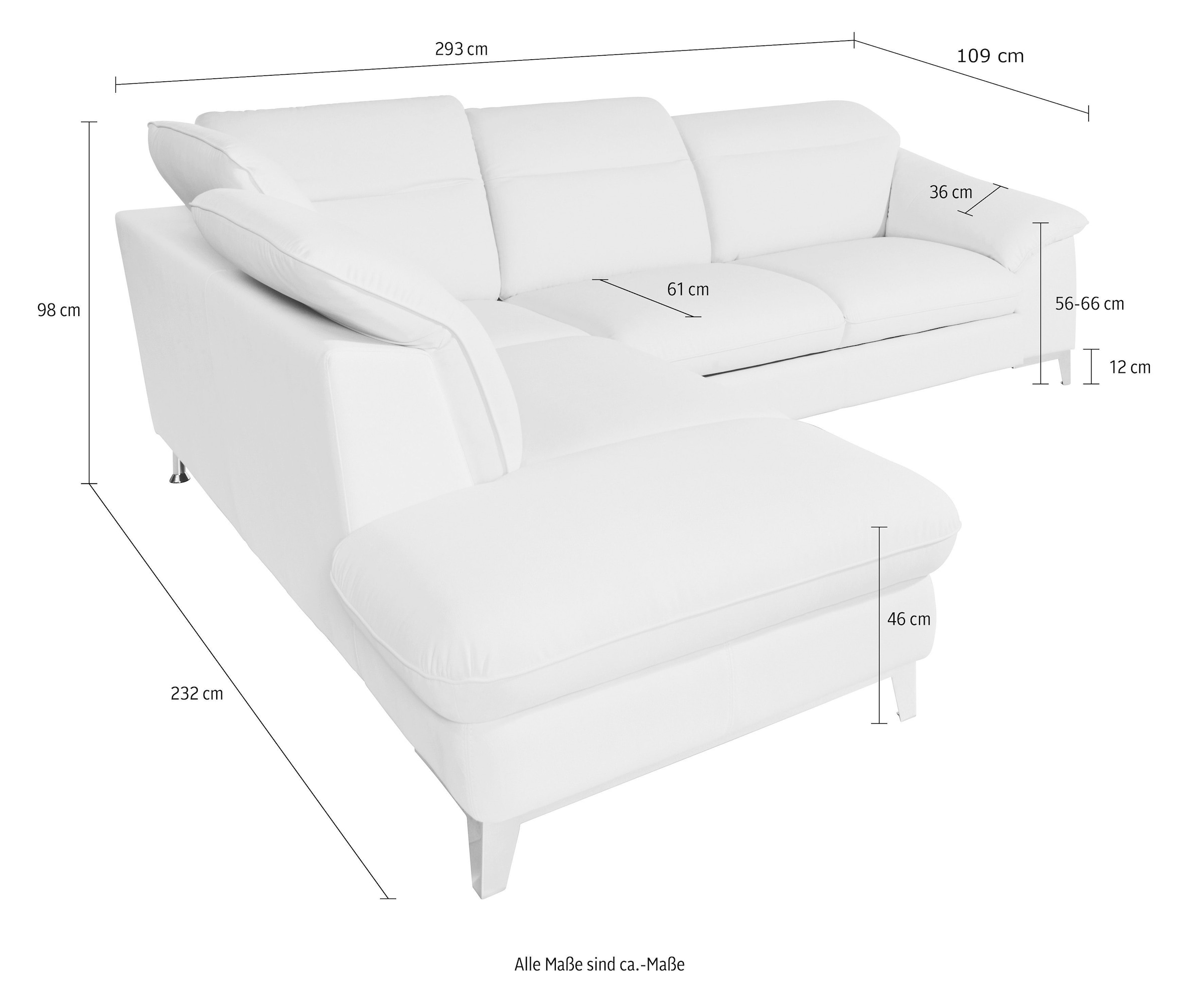 COTTA Polstergarnitur »Teresa L-Form«, (Set), Set bestehend aus: Ecksofa mit Kopfteilverstellung & Hocker