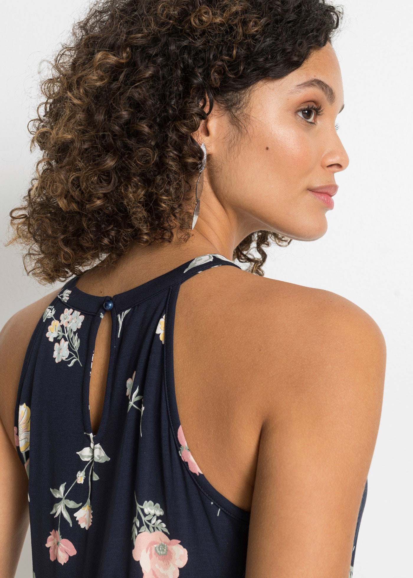 bonprix Shirttop »Top aus Viskose-Mix« bequem, amerikanischer Ausschnitt mit Knopfverschluss im Rücken