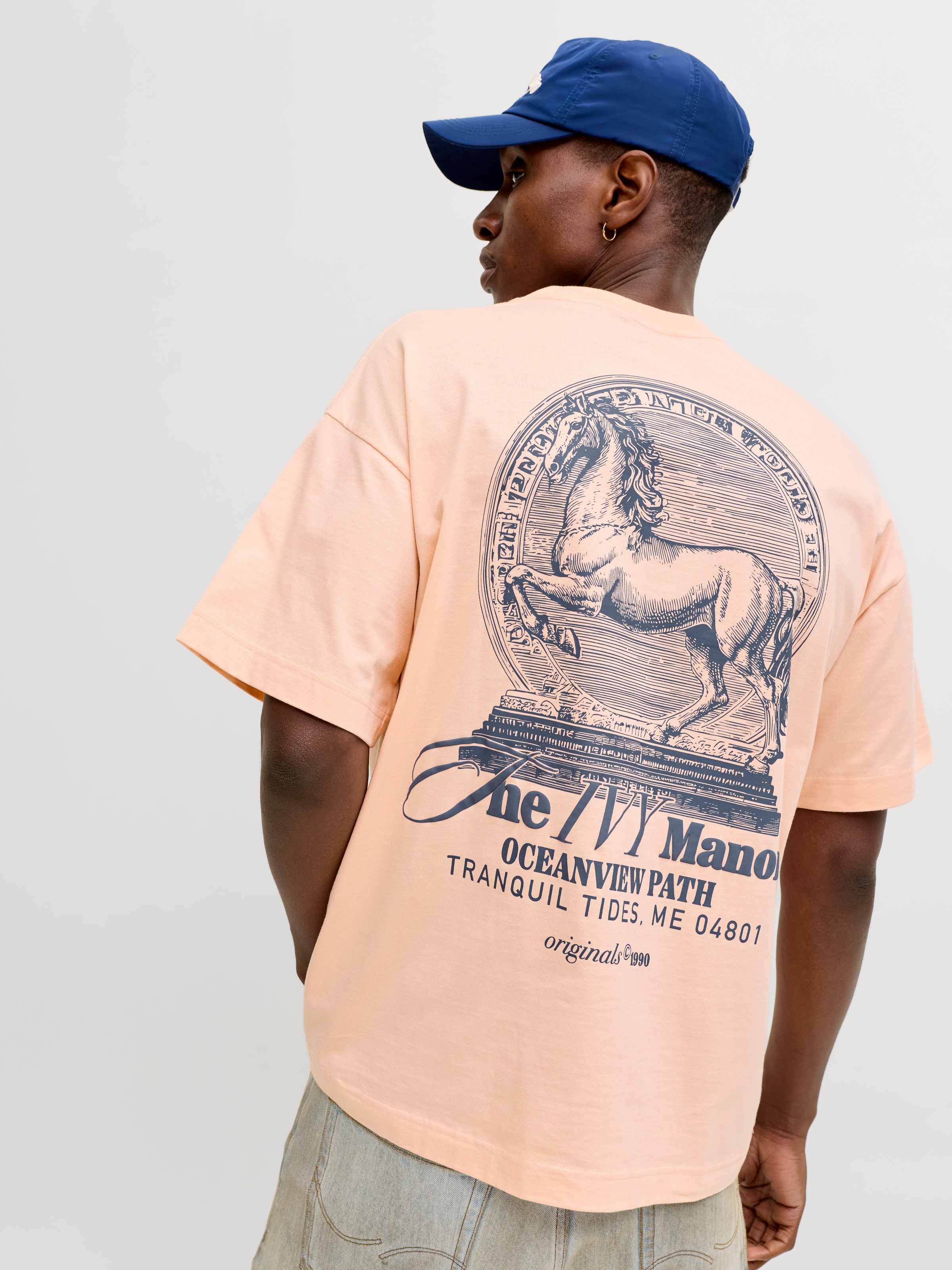 Jack & Jones Kurzarmshirt »JORMAINE BACK TEE SS CREW NECK SN« Baumwolle, relaxed fit