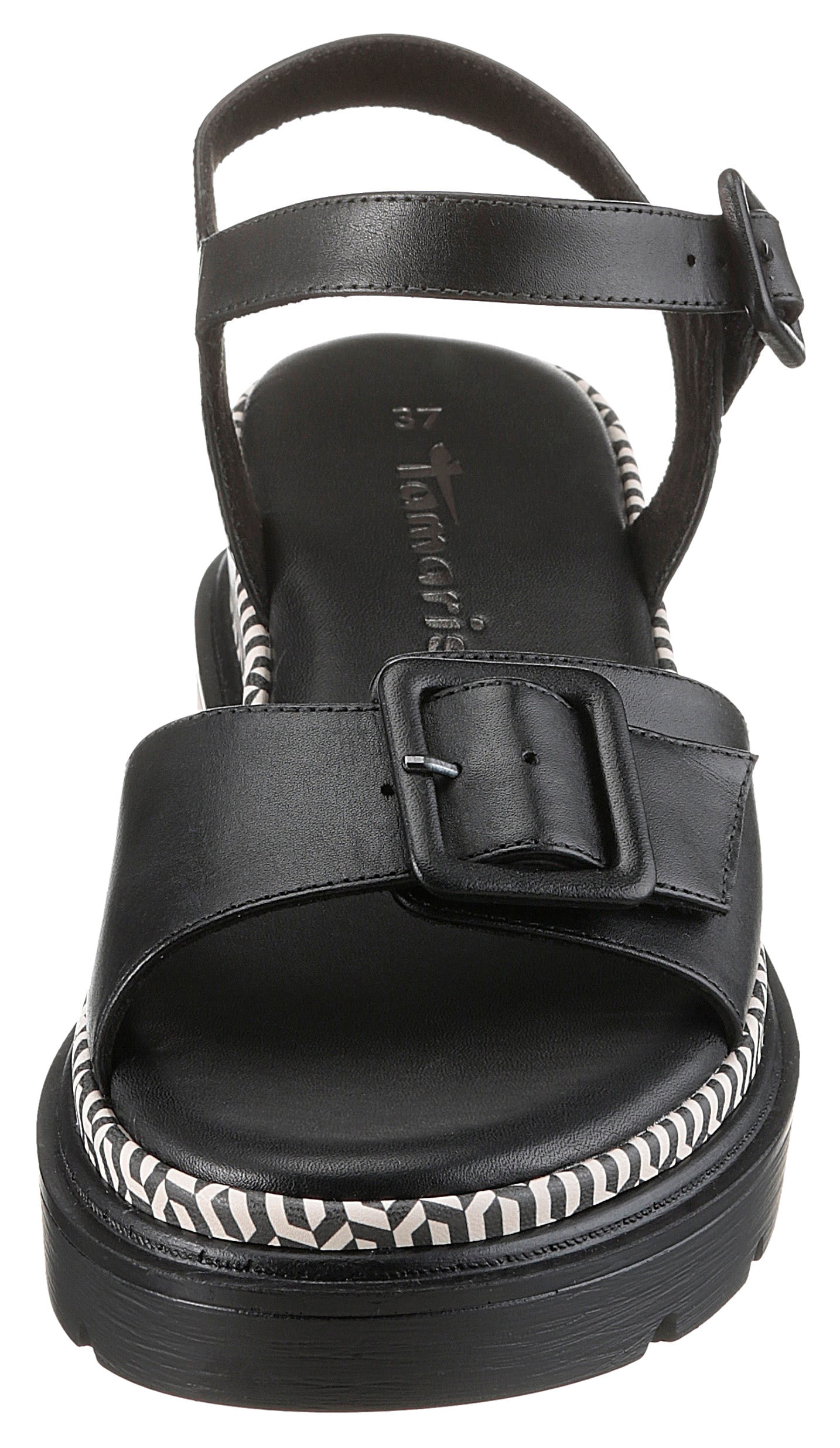 Tamaris Keilsandalette, Riemchensandale, Sommerschuh mit Muster am Plateau