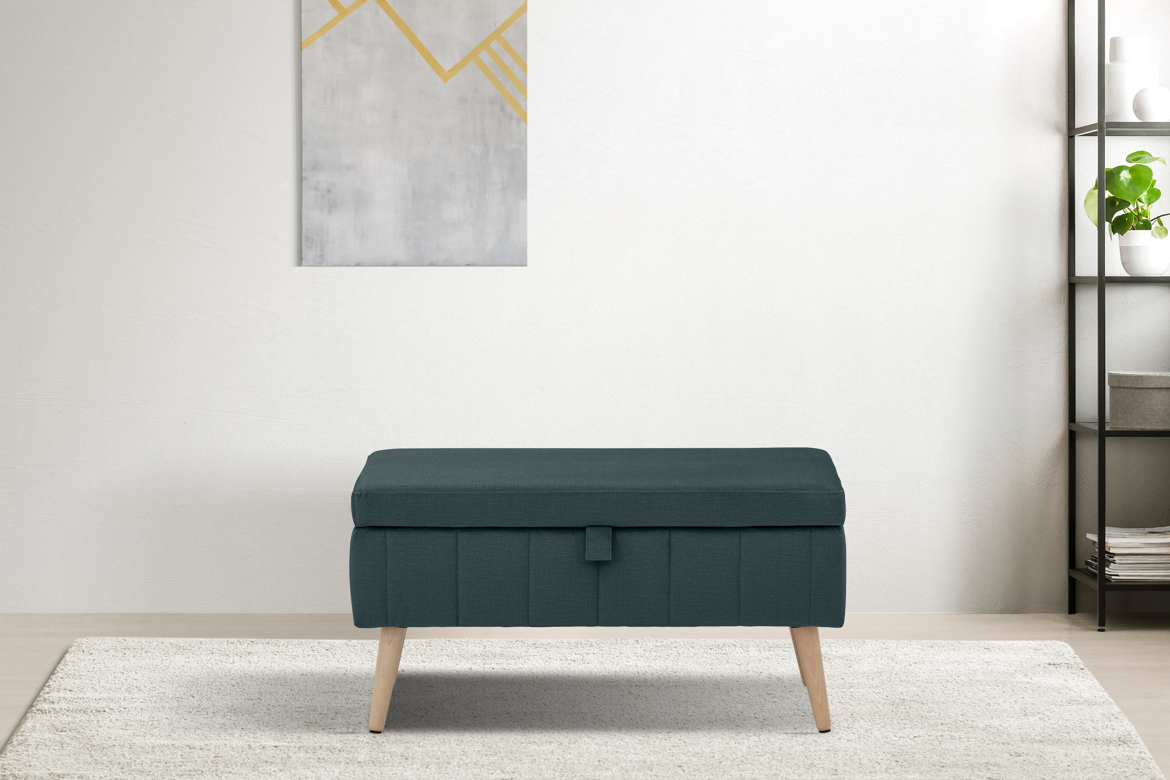 INOSIGN Truhenbank »AMIRA Sitzbank mit Stauraum, Maße B/T/H: 81/36/43 cm«, mit Staufach, in 3 Bezugsqualitäten mit feiner Steppung
