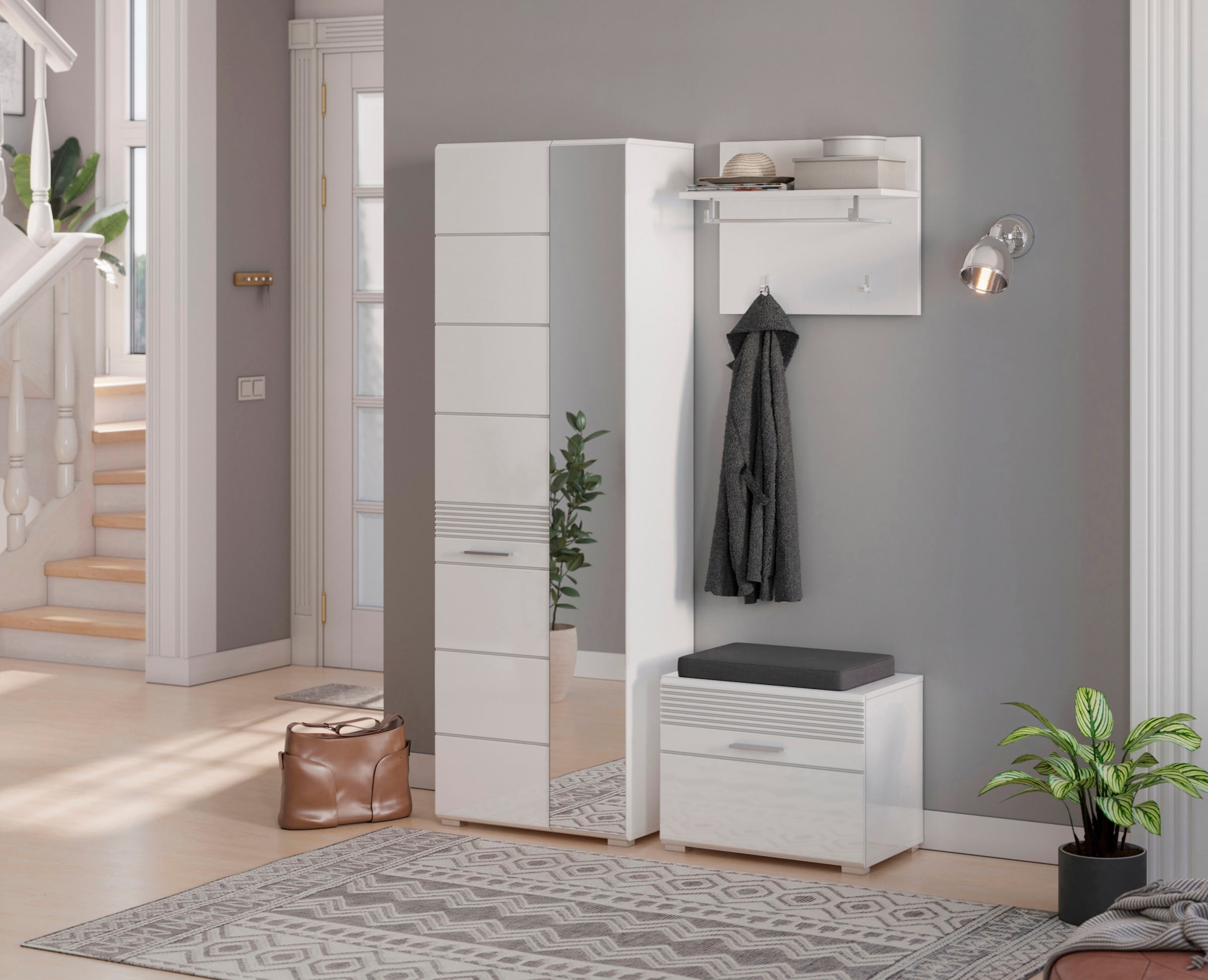 INOSIGN Schuhkommode »Malmö, Breite 60 cm, 1 Tür, 5 Fächer, hochwertige MDF Front«, Rillenfräsung, Anrichte, Schrank, Kommode, Dielenmöbel, Flurmöbel