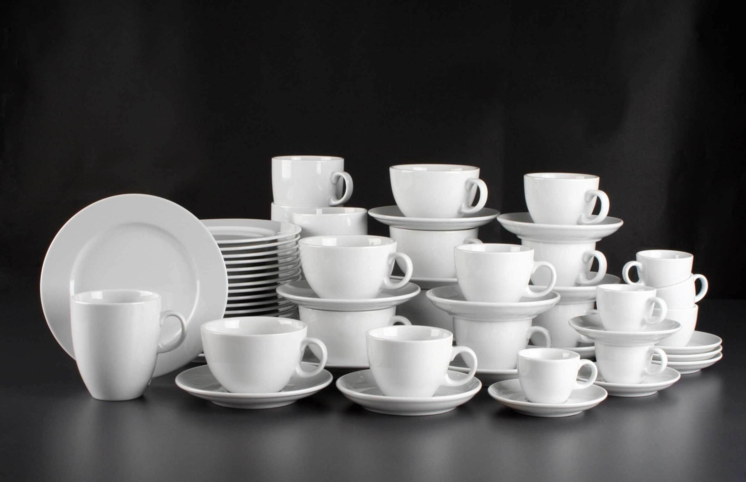 Seltmann Weiden Tasse »Milchkaffeetassen mit Untertassen VIP. 370 ml 6er Set weiß« Spülmaschinenfest, Mikrowellensicher, Ofenfest