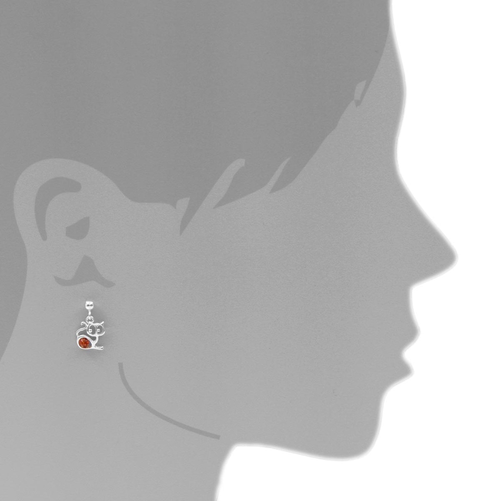 OSTSEE-SCHMUCK Paar Ohrhänger »- Katze - Silber 925/000 - Bernstein«