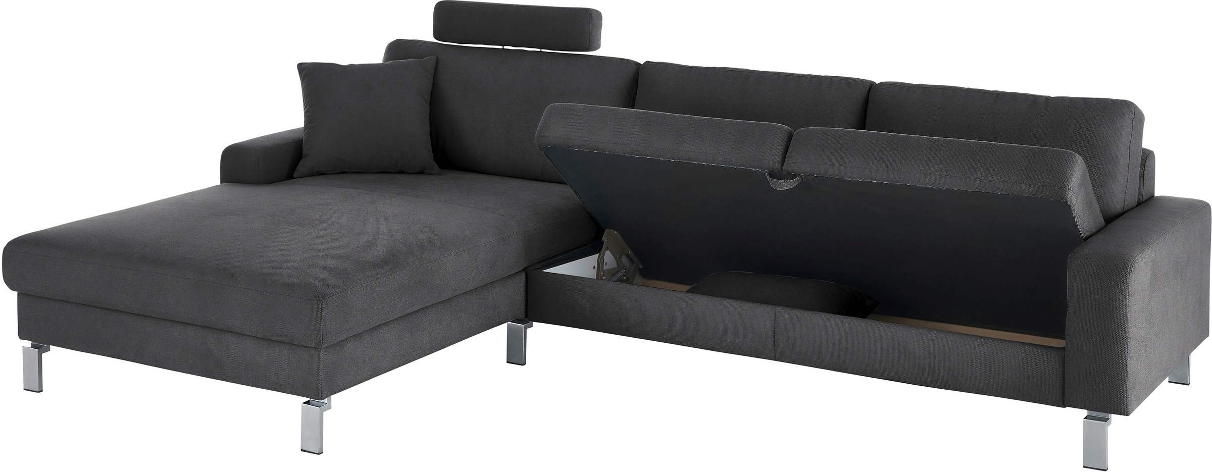 3C Candy Ecksofa »Lecce, wahlweise PUR-Schaumstoff oder Tonnentaschenfederkern«, Bett im 2,5-Sitzer, teilmotorische Schlaffunktion im Longchair, L-Form