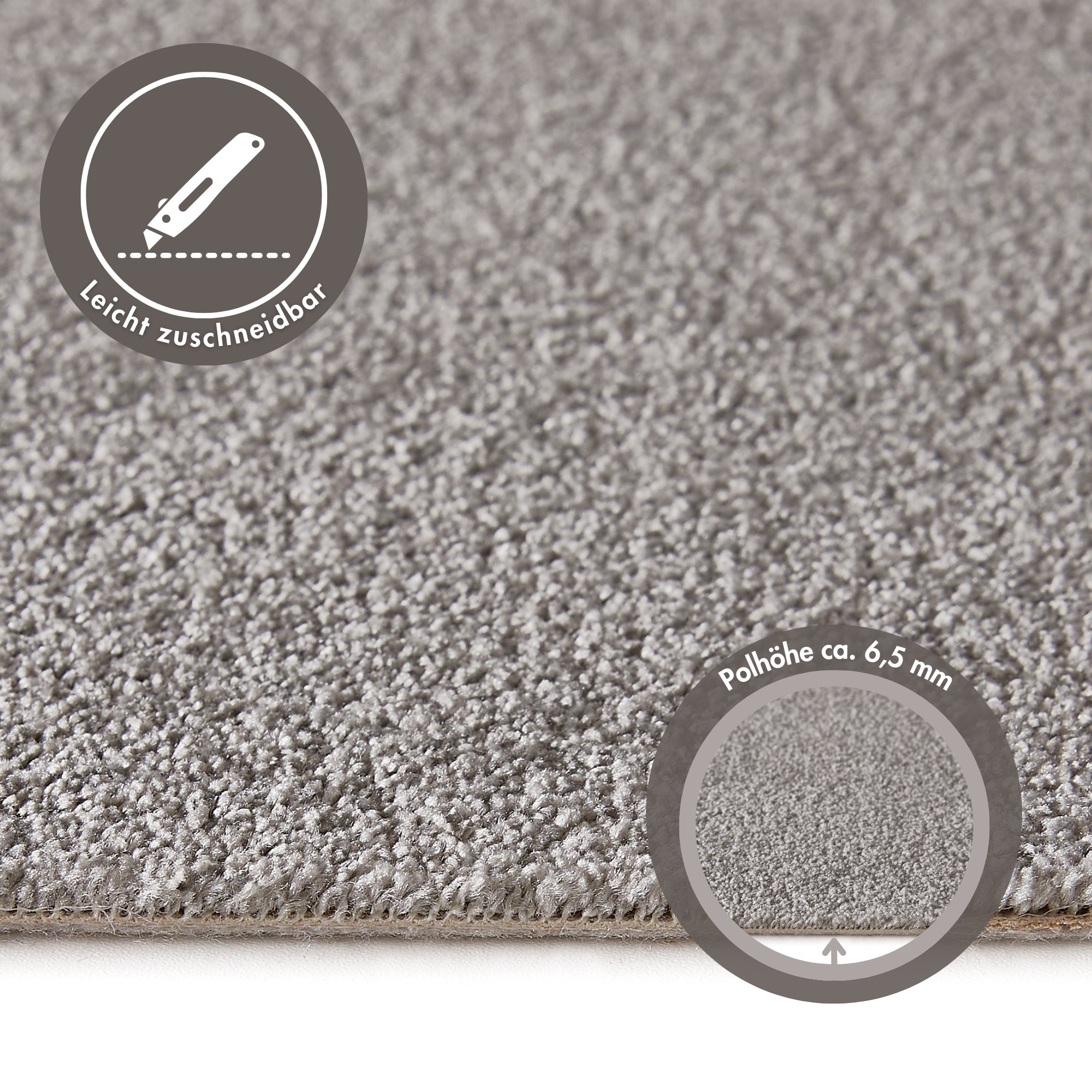 Andiamo Teppichboden »Verona, Velours, Made in Belgium«, rechteckig, 6 mm Höhe, Uni Farben, Breite 400 cm oder 500 cm, strapazierfähig, pflegeleicht